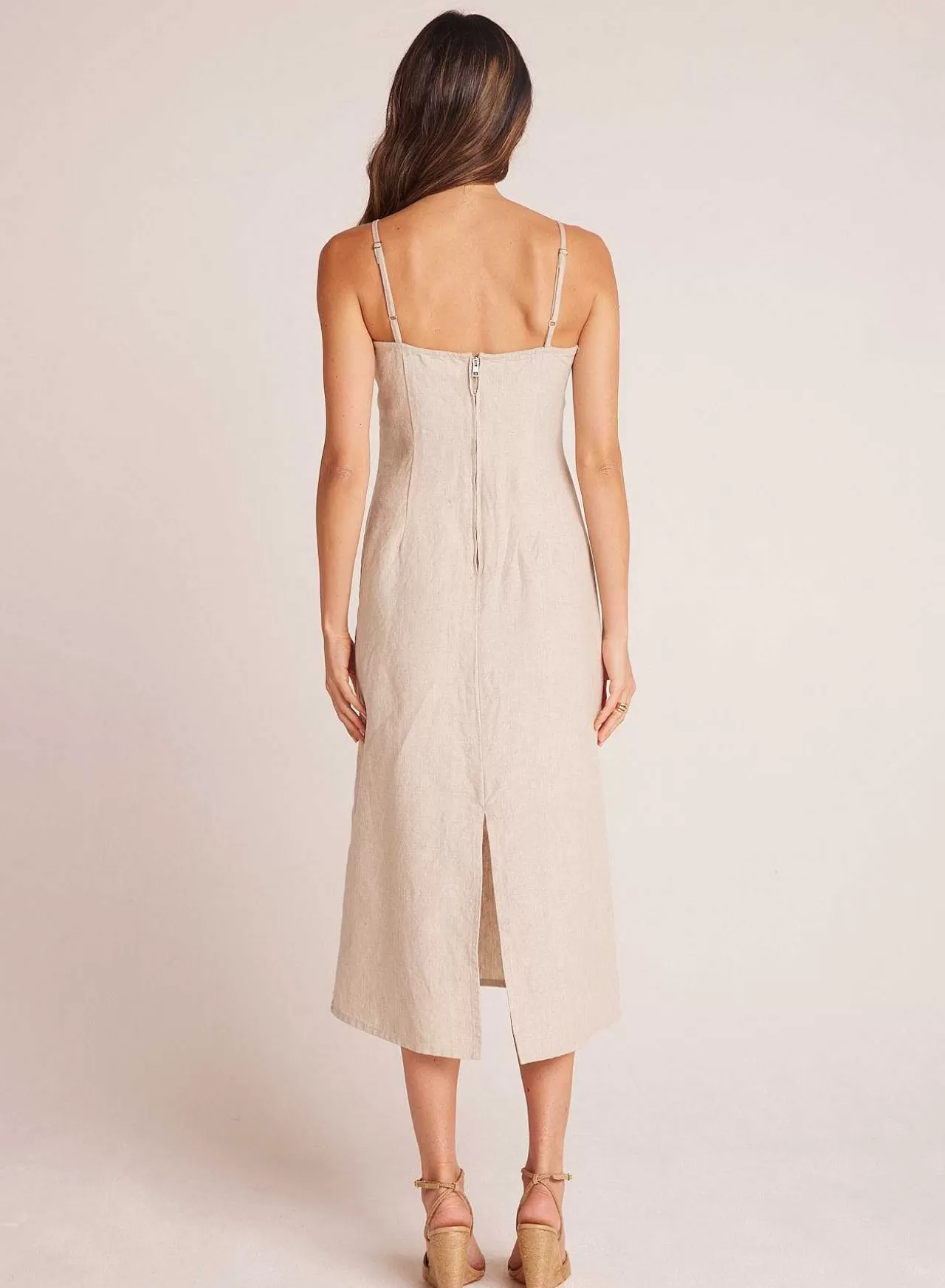 Aansluitende Cami Midi-Jurk - Linnen Zand>Bella Dahl Discount
