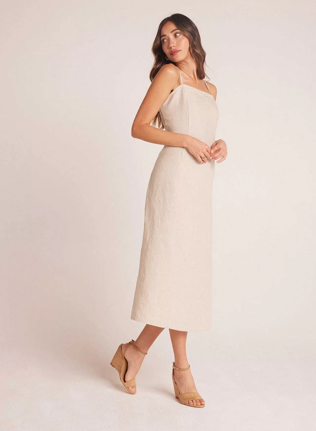 Aansluitende Cami Midi-Jurk - Linnen Zand>Bella Dahl Discount