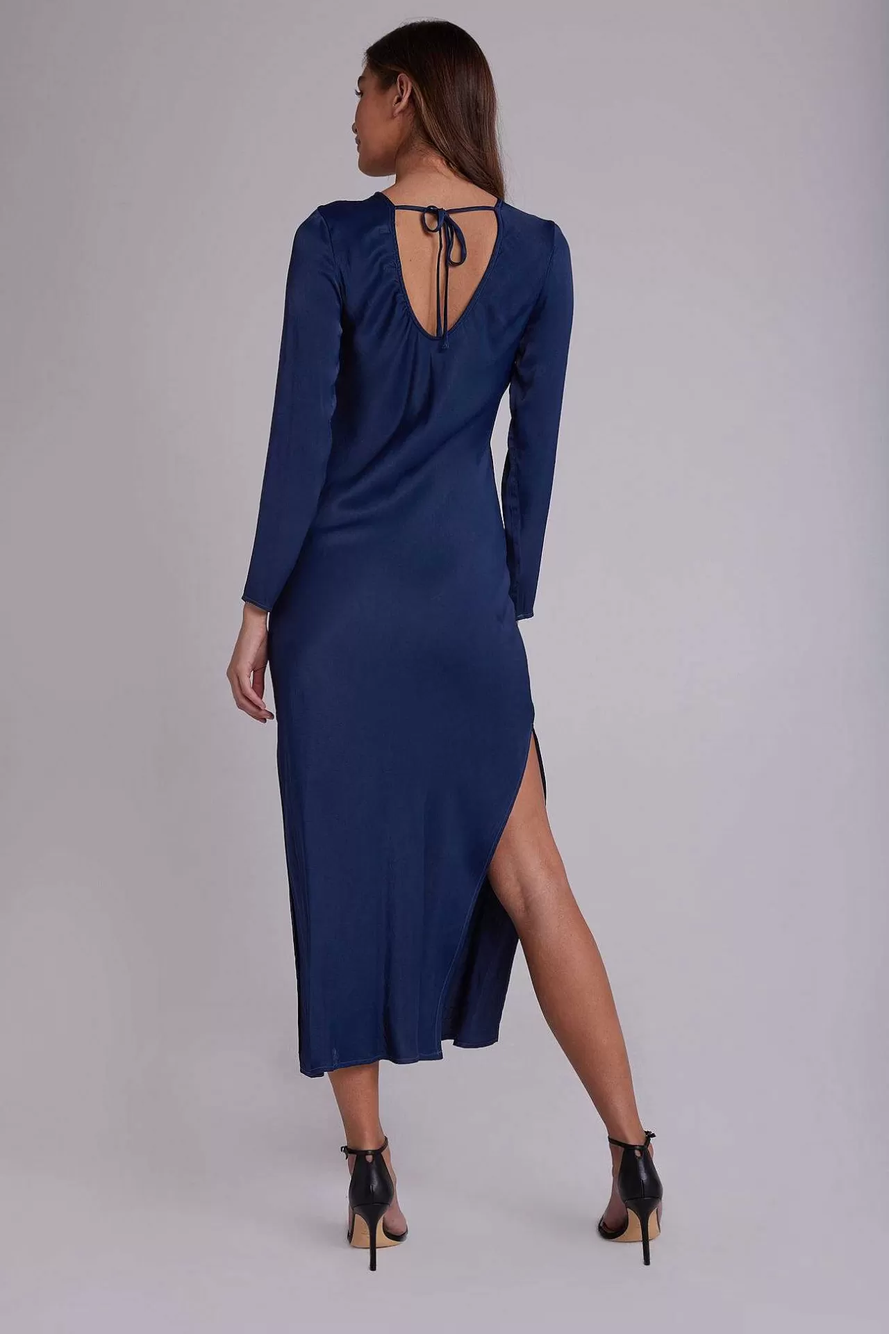 Bias Slipdress Met Lange Mouwen - Donker Azuur>Bella Dahl Sale