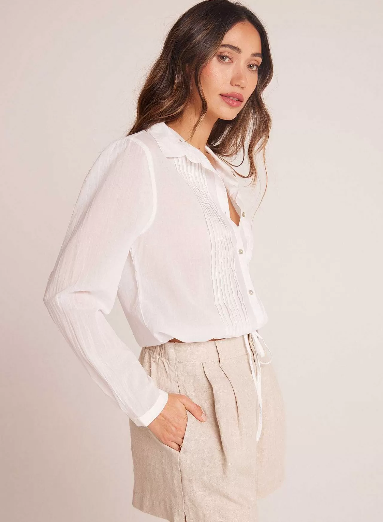 Biezen Crop Button Down - Wit>Bella Dahl Cheap