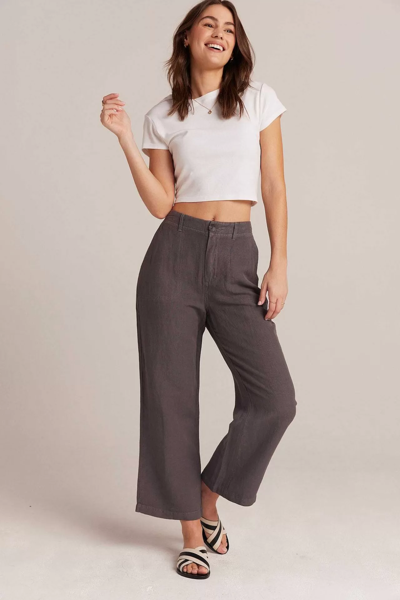 Blakely Utility Crop Met Wijde Pijpen - Charcoal Shadow>Bella Dahl Clearance