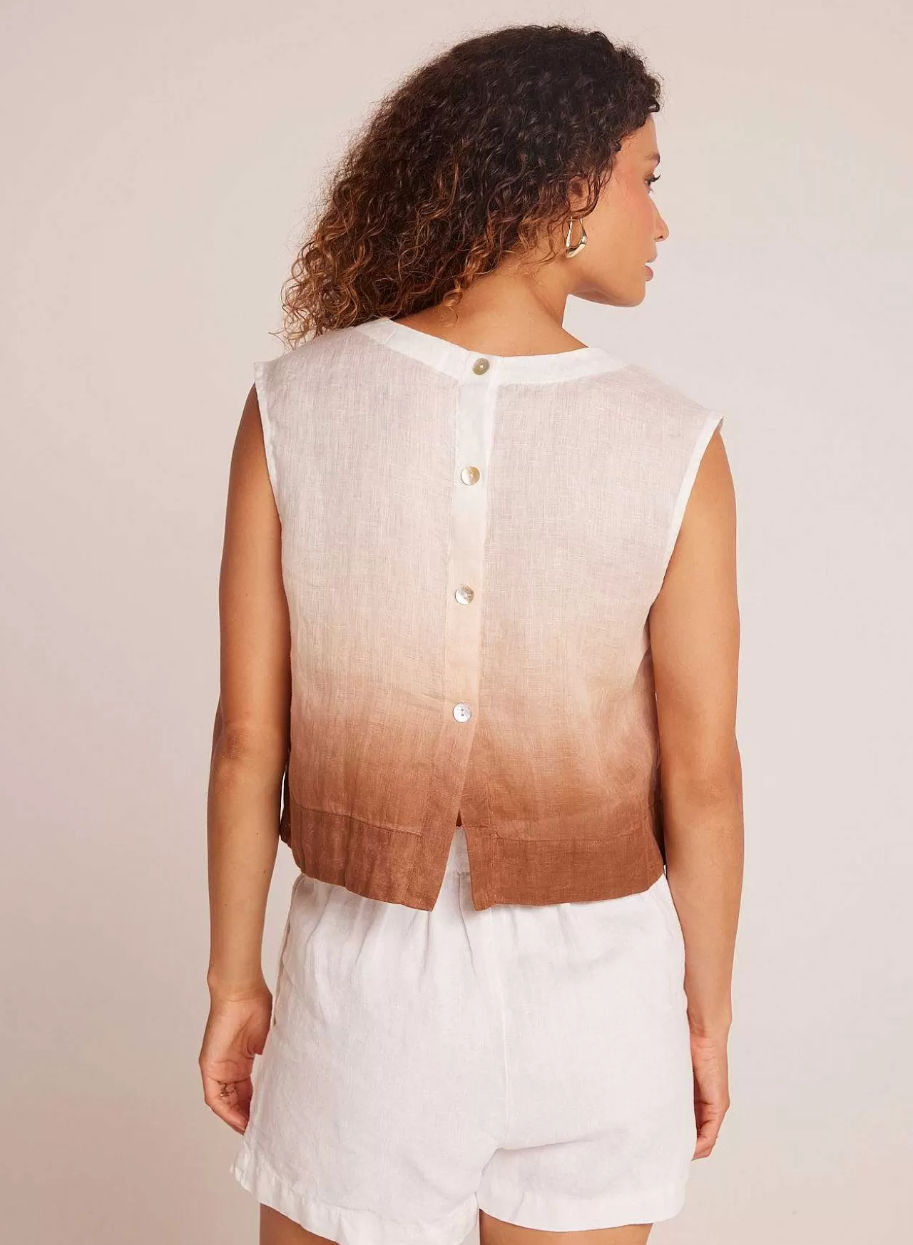 Boxy Button Back Top - Kokosnoot Ombre Kleurstof>Bella Dahl Sale