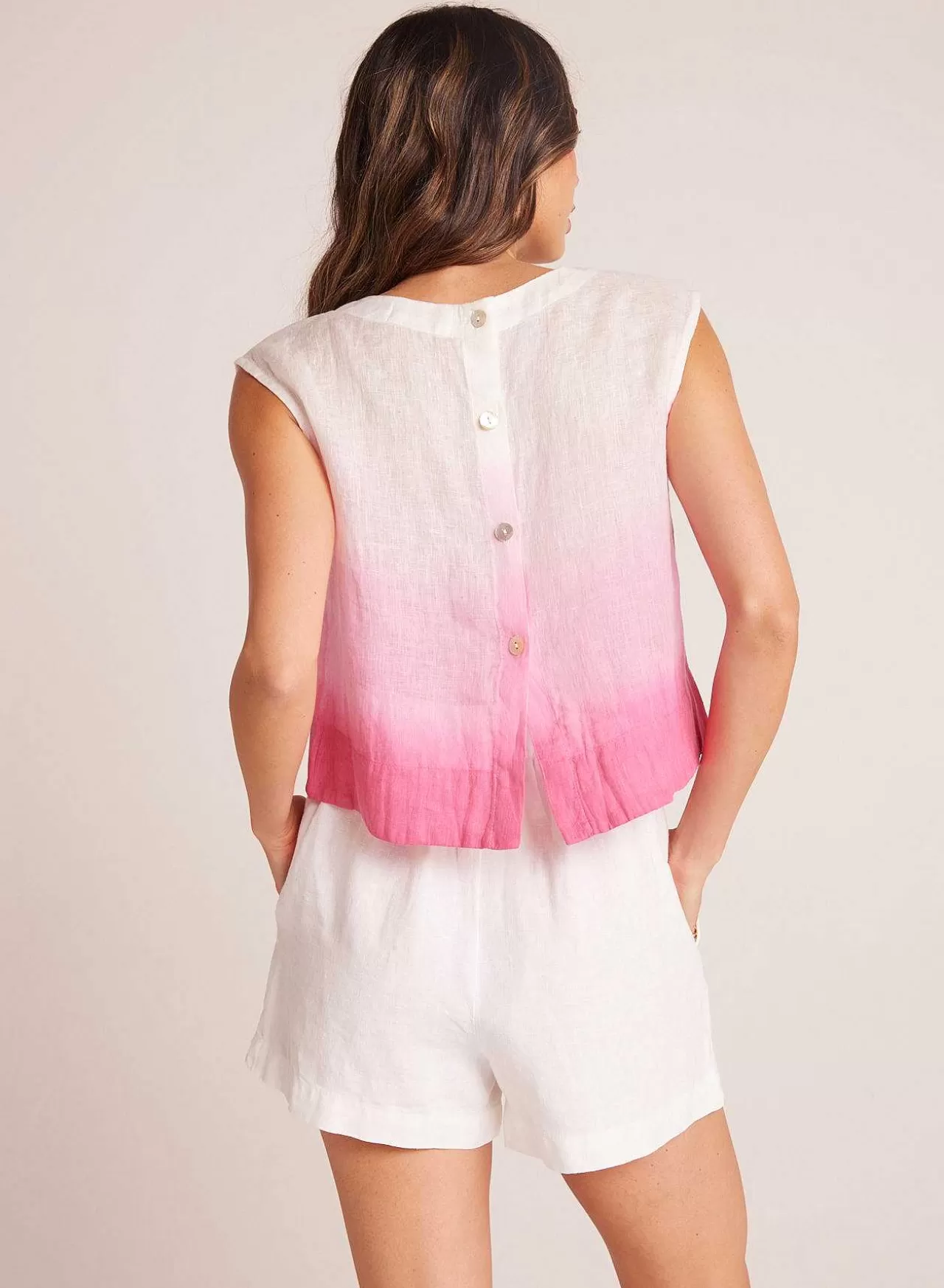 Boxy Button Back Top - Roze Ombre-Kleurstof>Bella Dahl Best Sale