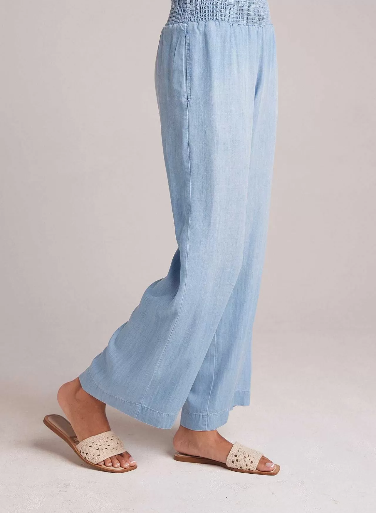 Broek Met Gesmokte Taille En Wijde Pijpen - Caribbean Wash>Bella Dahl New