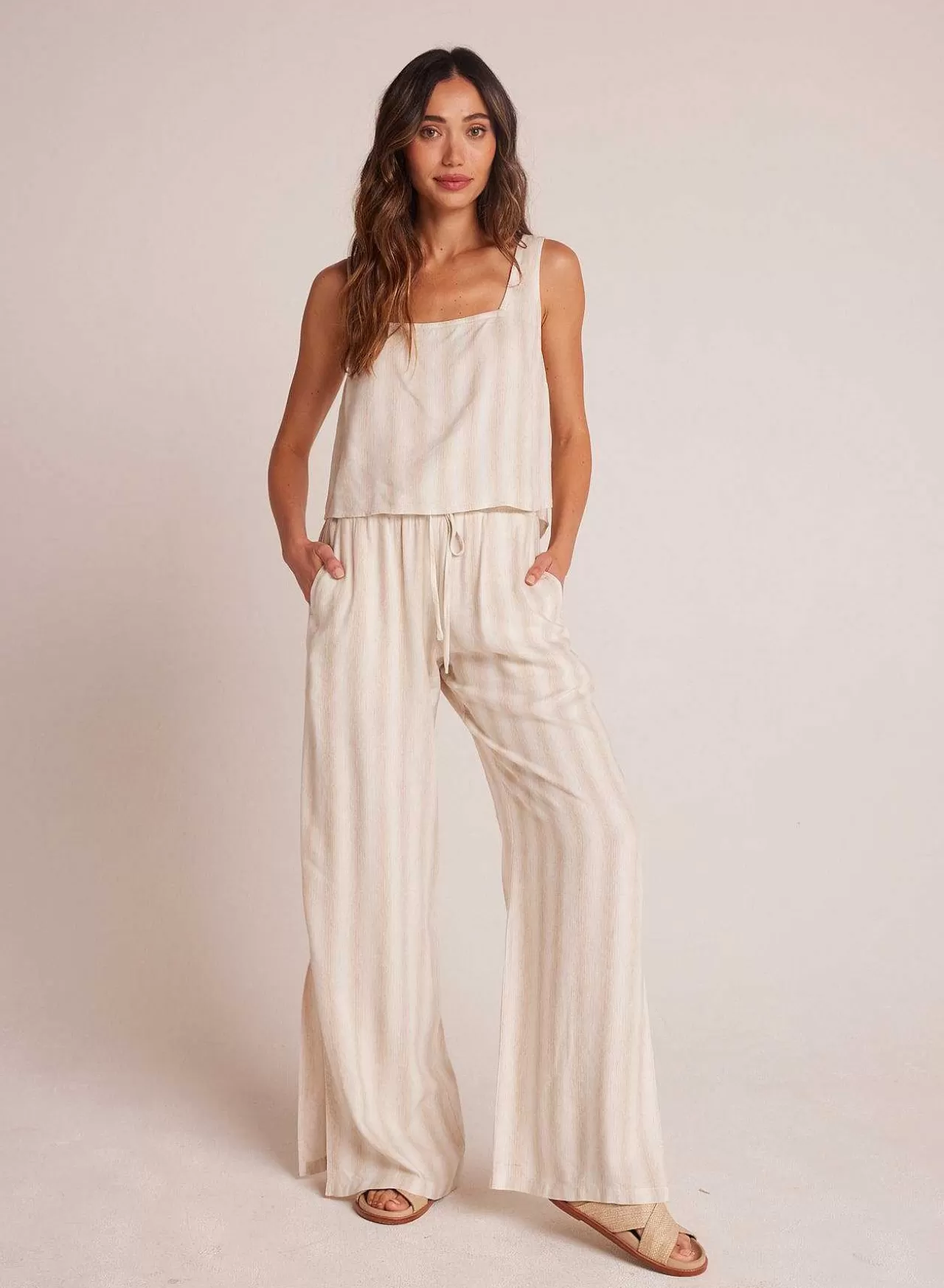 Broek Met Zijsplit En Wijde Pijpen - Playa Sand Stripe>Bella Dahl Hot