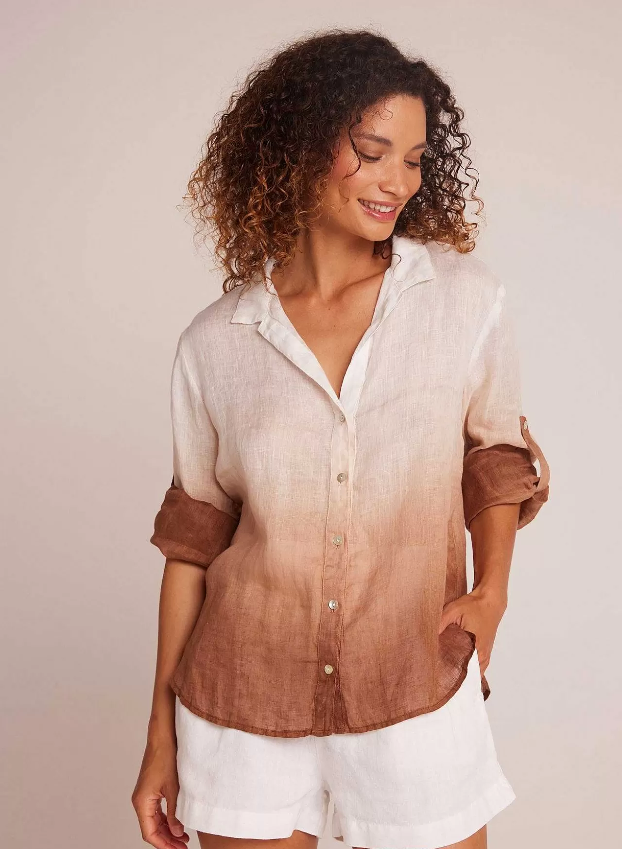 Capri Button Down - Kokosnoot Ombre-Kleurstof>Bella Dahl Sale