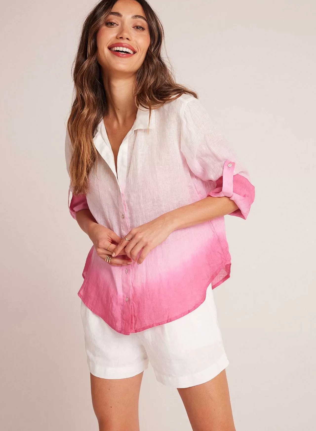 Capri Button Down - Roze Ombre-Kleurstof>Bella Dahl Outlet