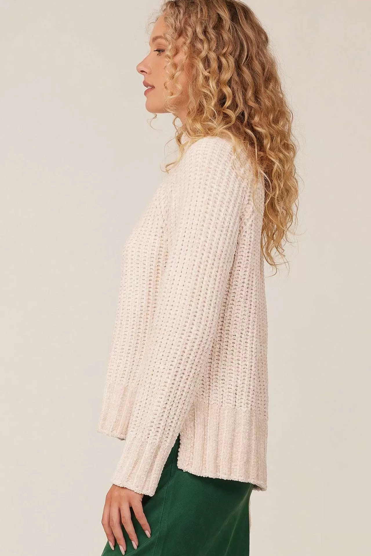 Chenille Trui Met Coltrui - Opaal Ivoor>Bella Dahl Discount