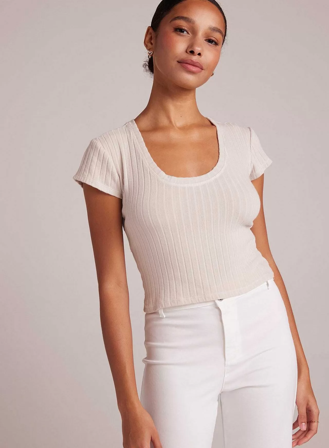 Cropped T-Shirt Met Ronde Hals - Kaki Steen>Bella Dahl Discount