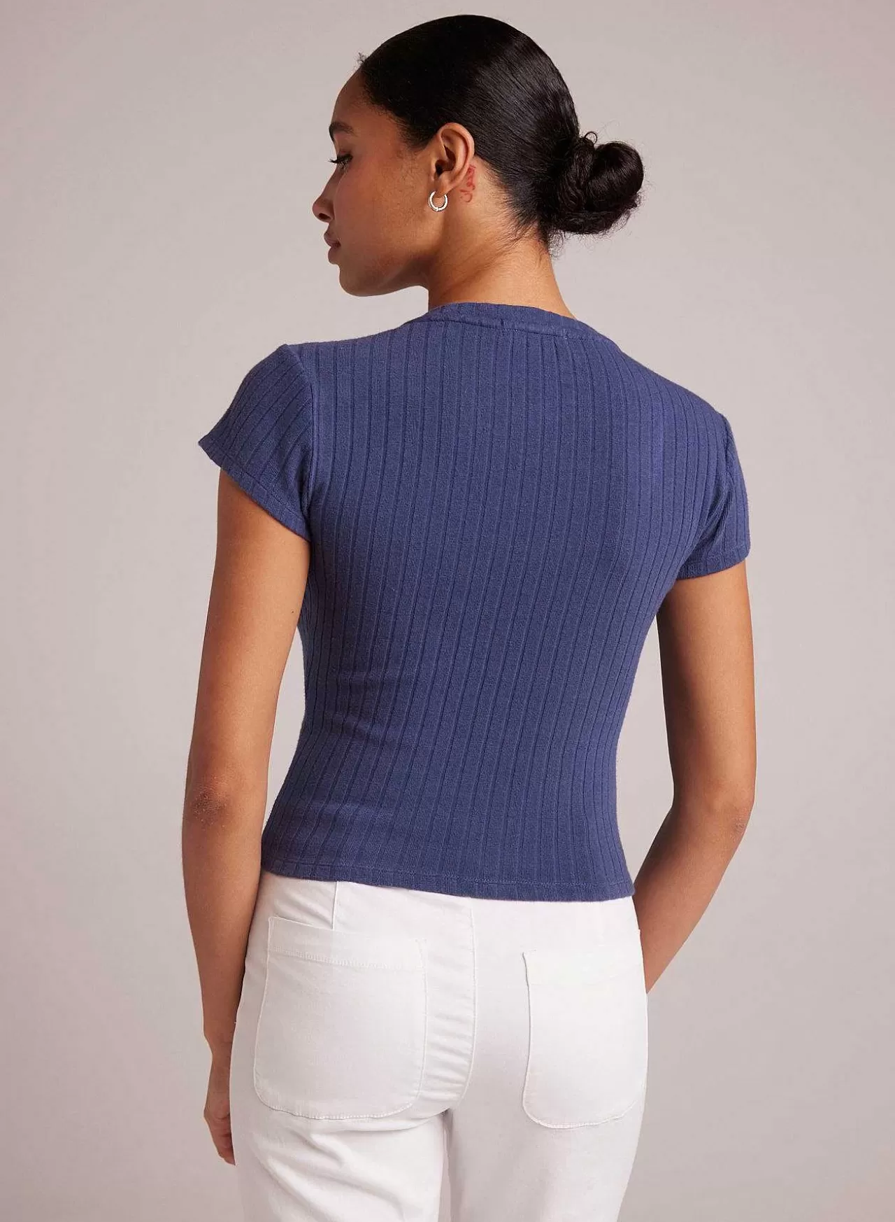 Cropped T-Shirt Met Ronde Hals - Nautische Marine>Bella Dahl Flash Sale