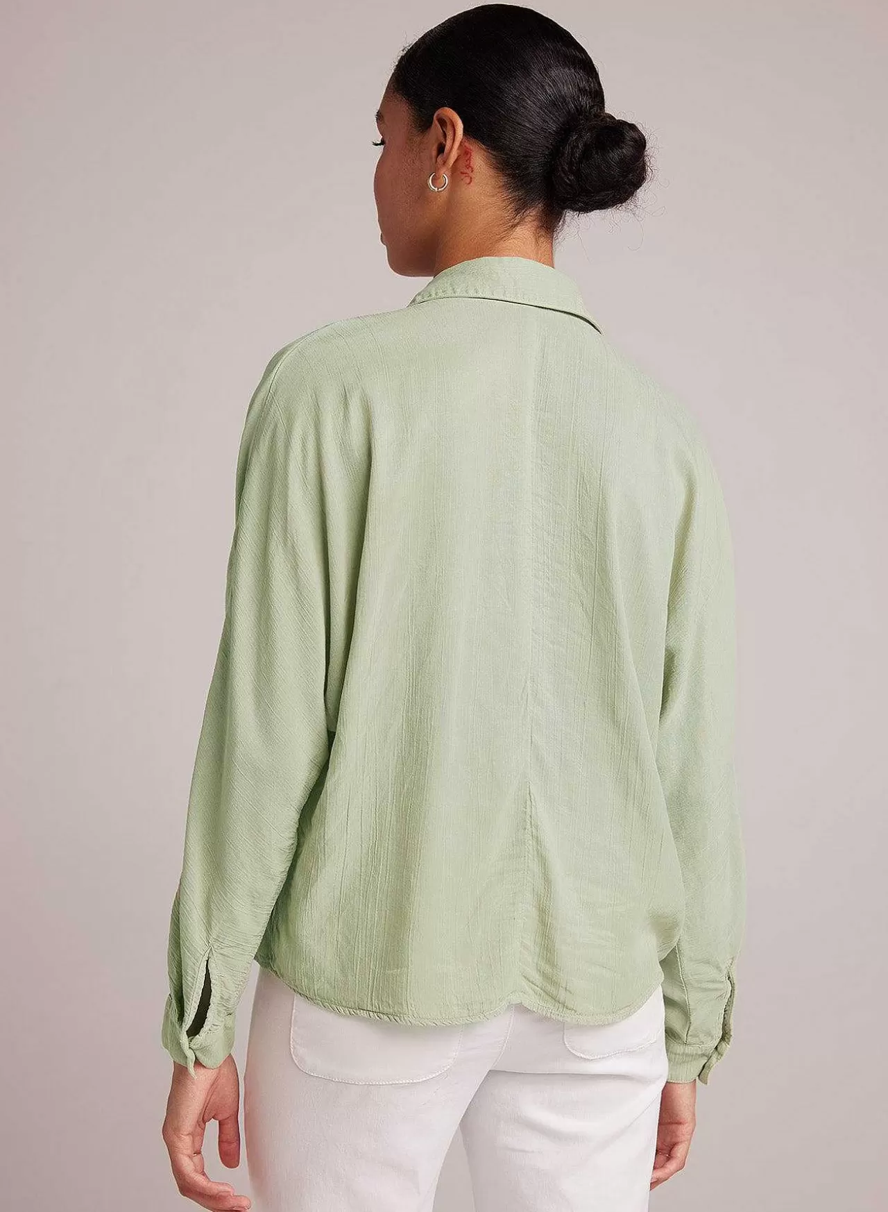Dolman Mouw Met Knoopsluiting - Coastal Sage>Bella Dahl Best