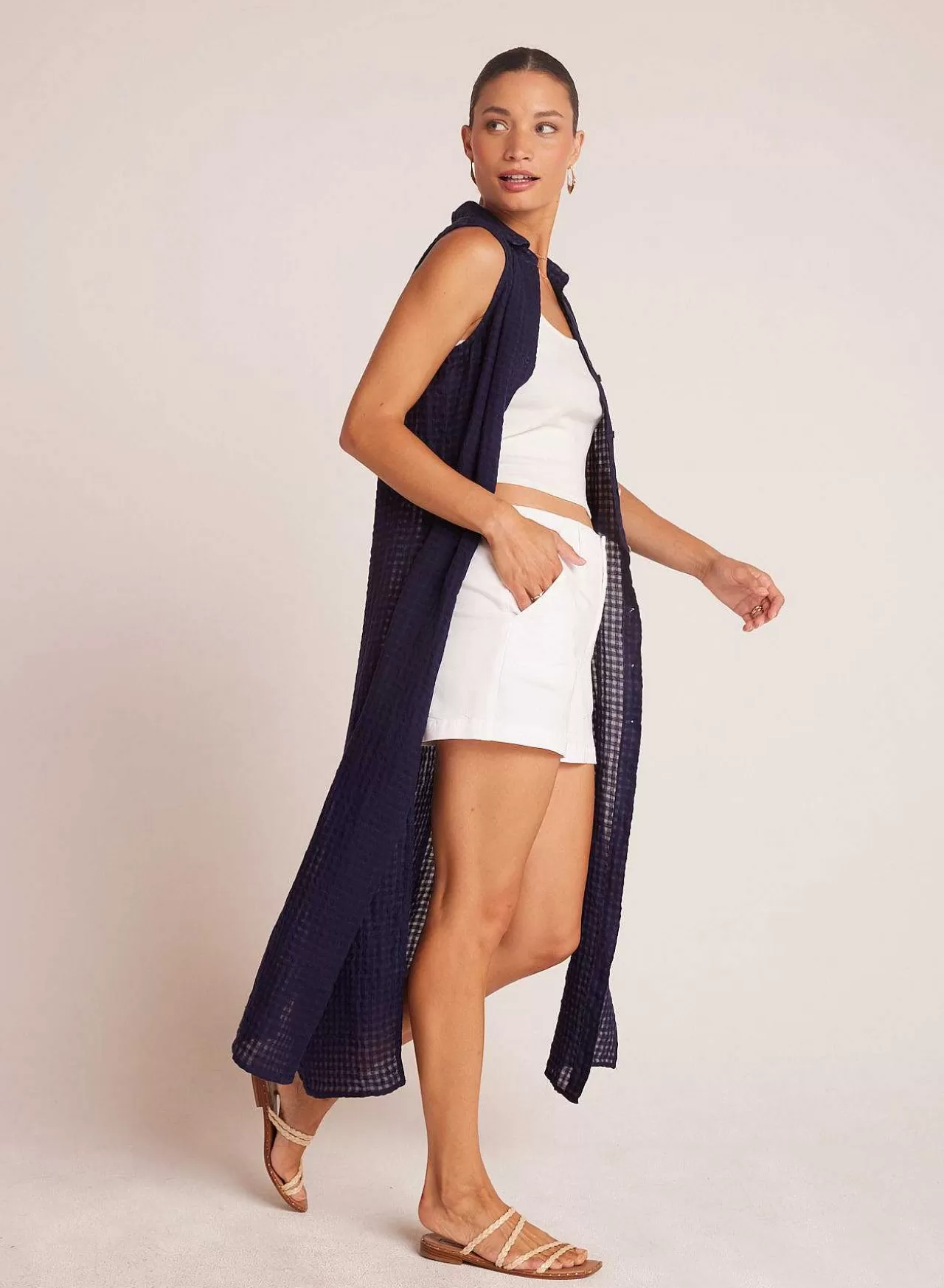 Dusterjurk Met Zijsplit - Tropic Navy>Bella Dahl Hot