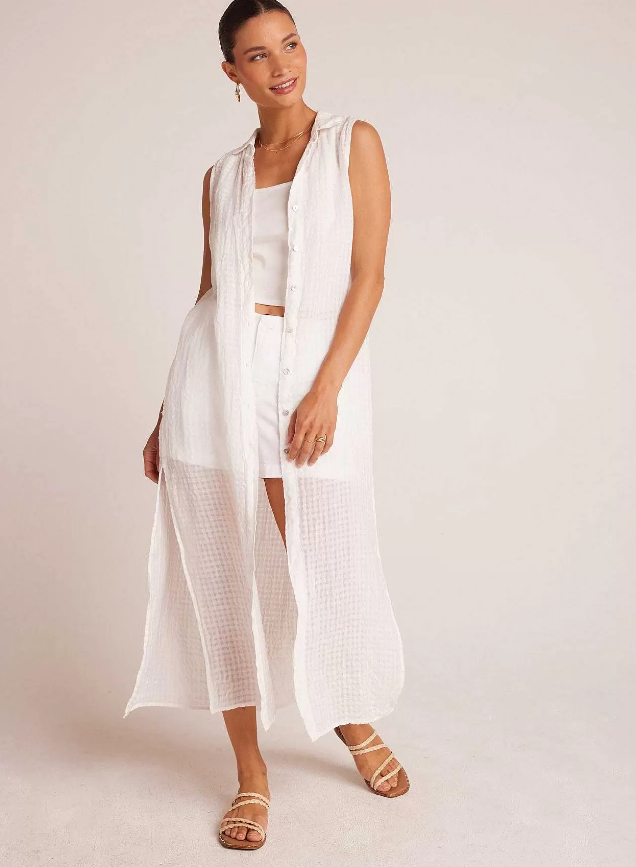 Dusterjurk Met Zijsplit - Wit>Bella Dahl Flash Sale
