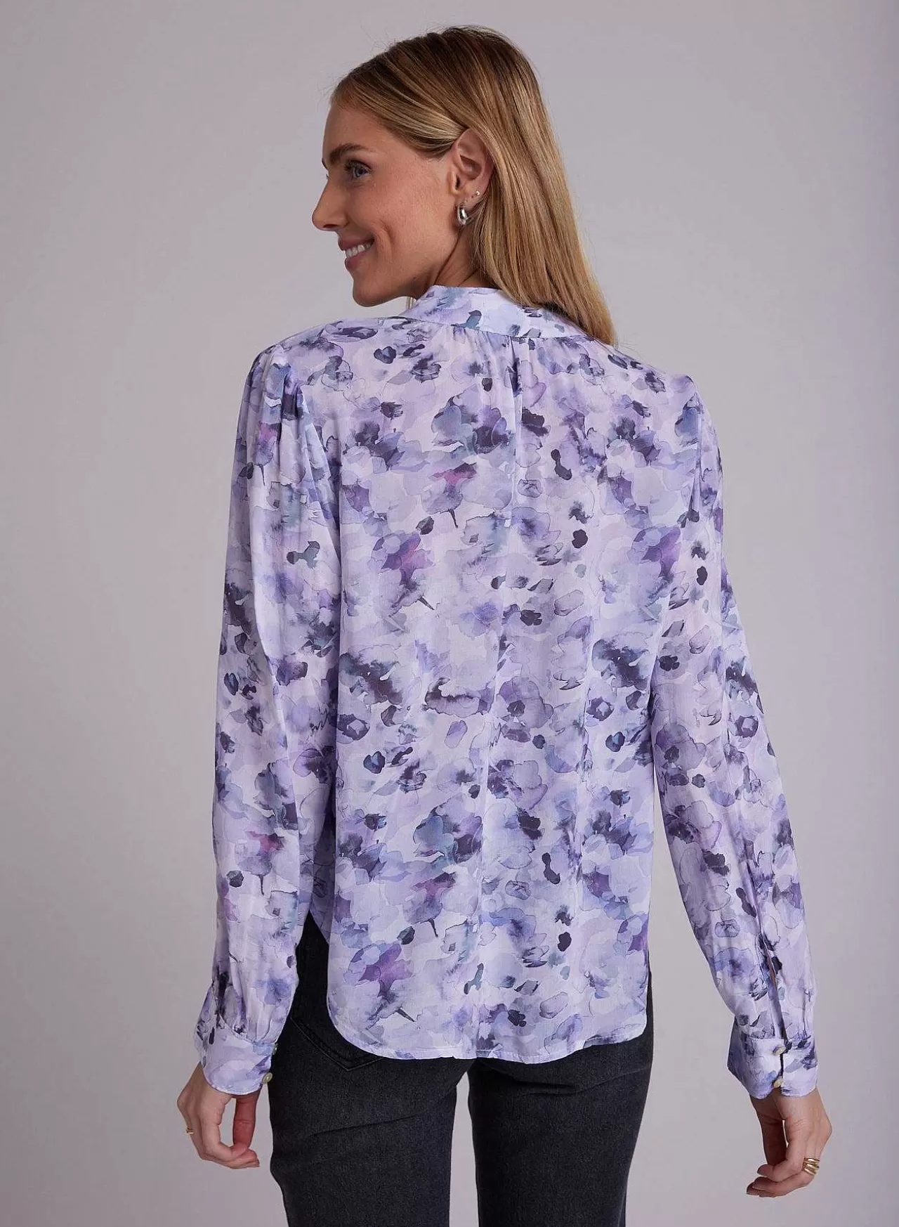 Gesmokte Blouse Met Knopen - Lila Bloemenprint>Bella Dahl Fashion