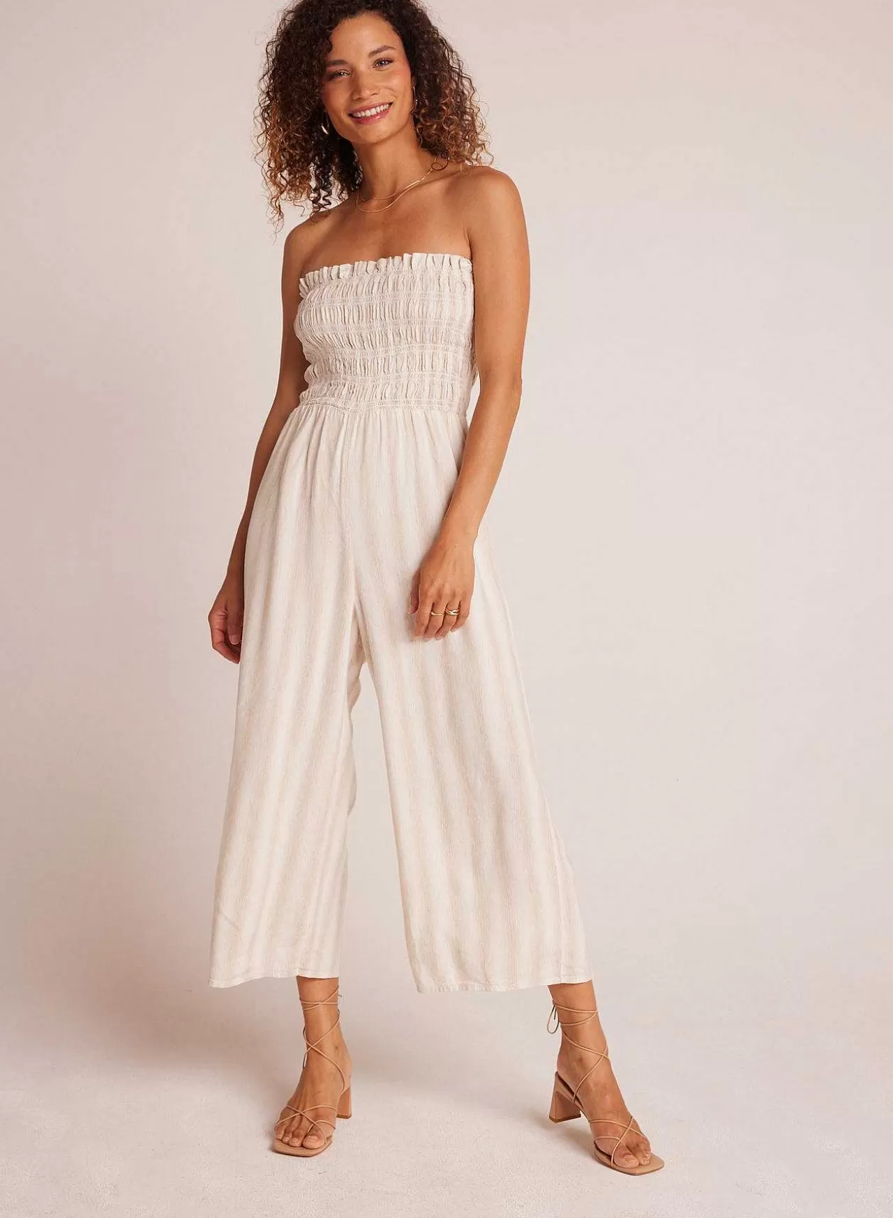 Gesmokte Strapless Jumpsuit - Playa Sand Stripe>Bella Dahl Hot