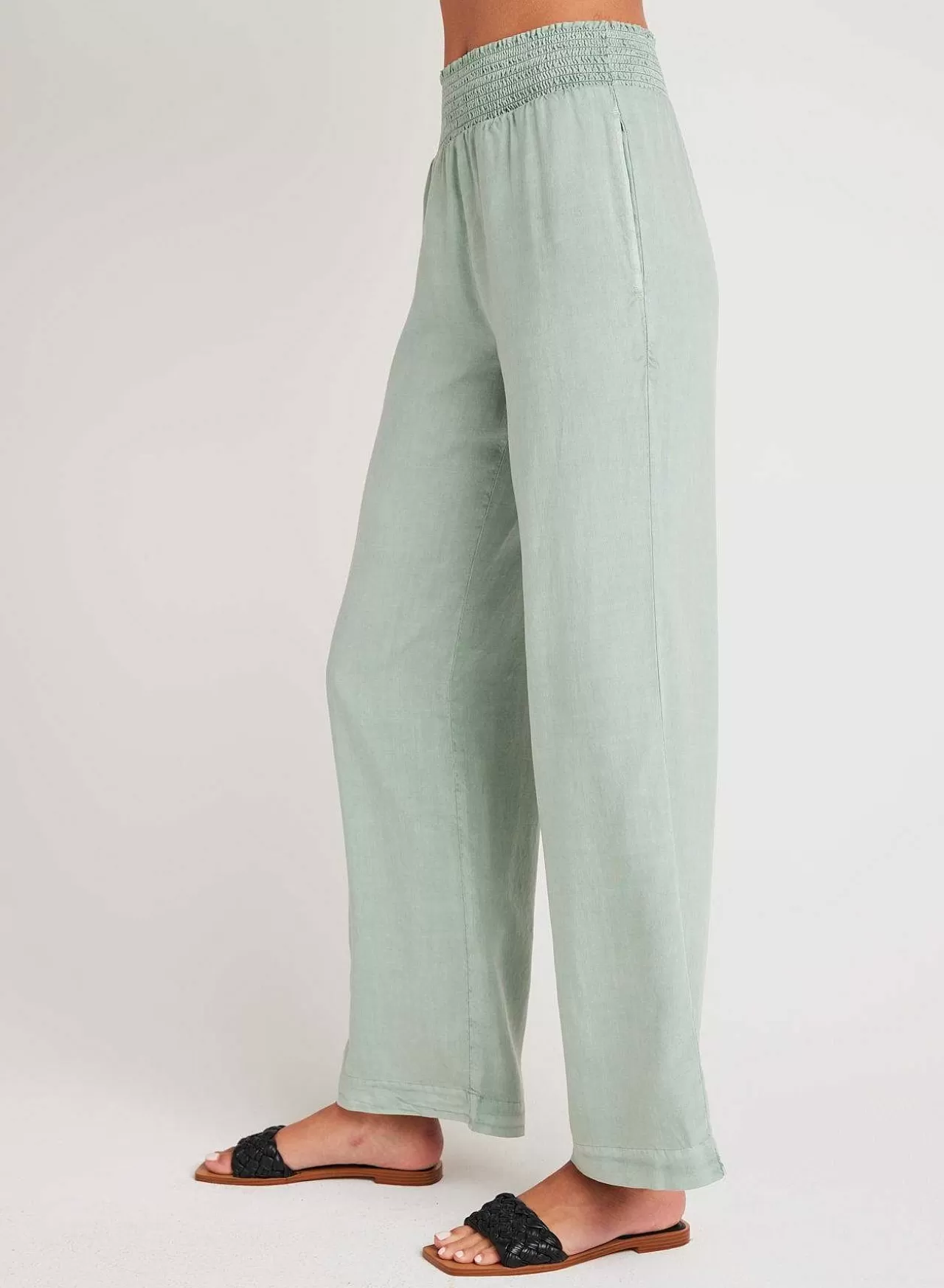 Gesmokte Taille Met Wijde Pijpen - Oasis Green>Bella Dahl Cheap