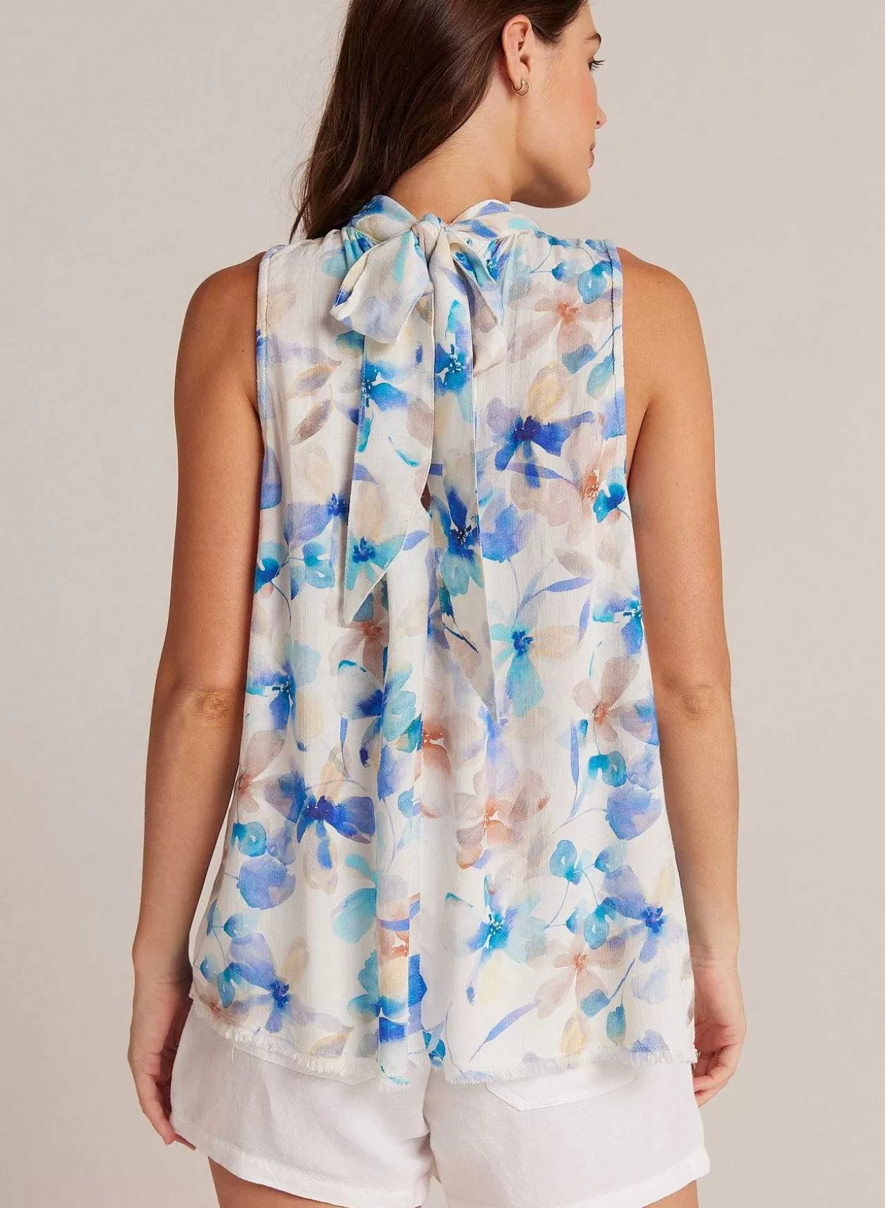 Haltertop Met Striksluiting Op De Rug - Malibu Bloemenprint>Bella Dahl Fashion
