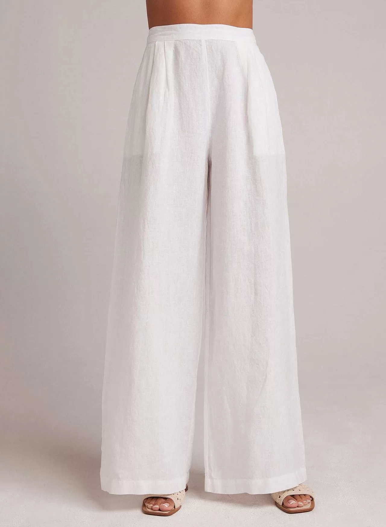 Hoog Getailleerde Linnen Geplooide Broek-Wit>Bella Dahl Best Sale