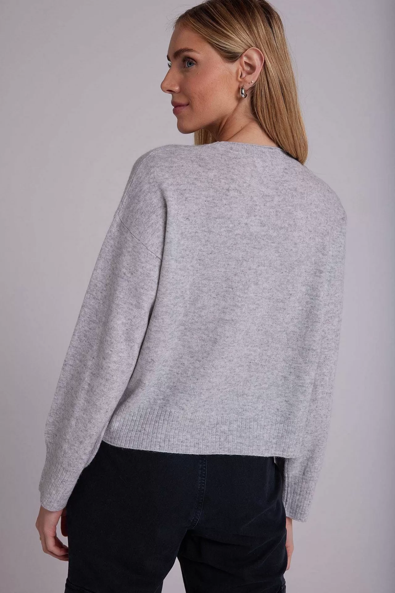 Kasjmier Geribde Trui Met Ronde Hals - Heather Fog>Bella Dahl New