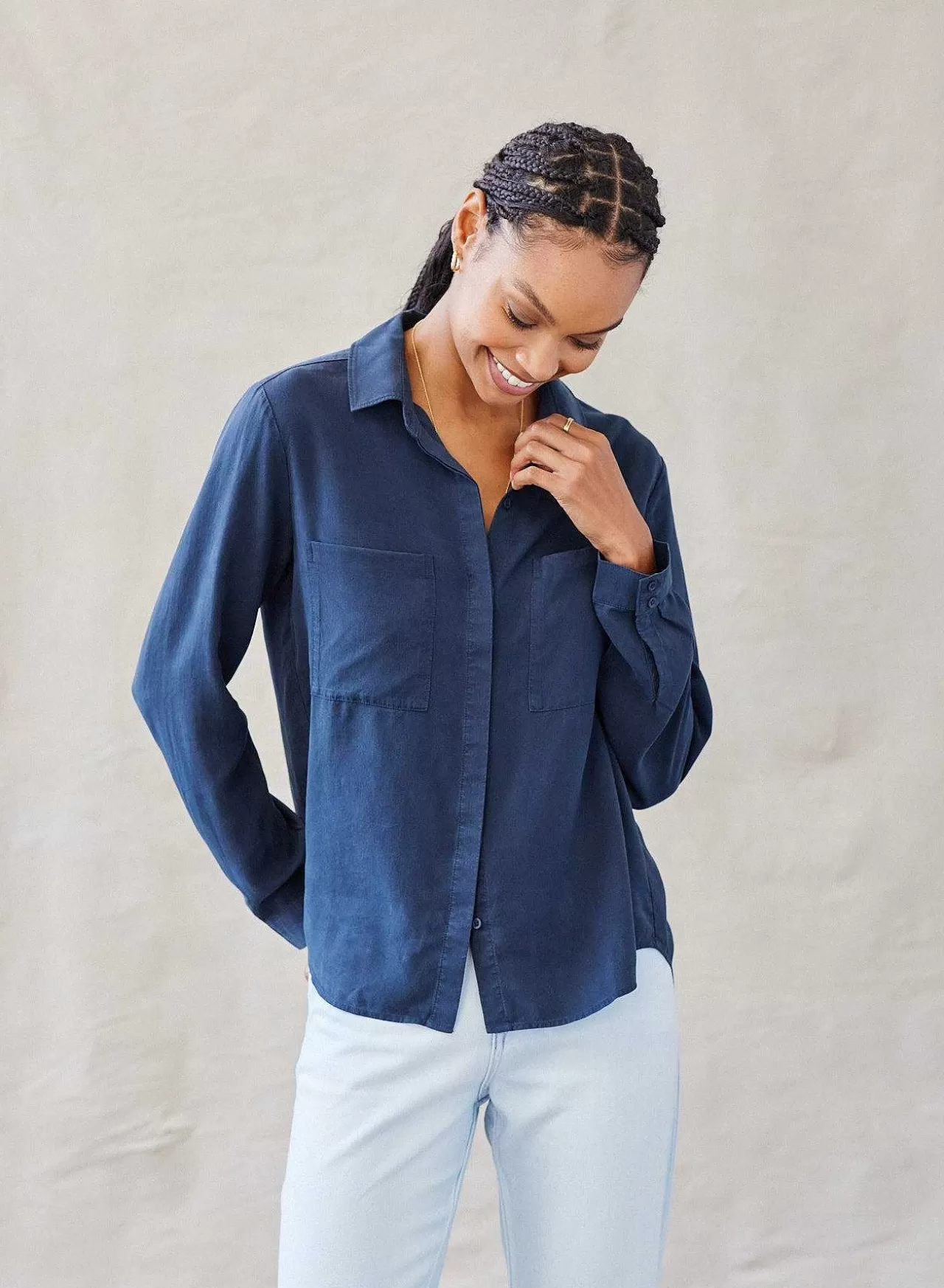 Klassieke Button-Down Met Twee Zakken - Eindeloze Zee>Bella Dahl Shop