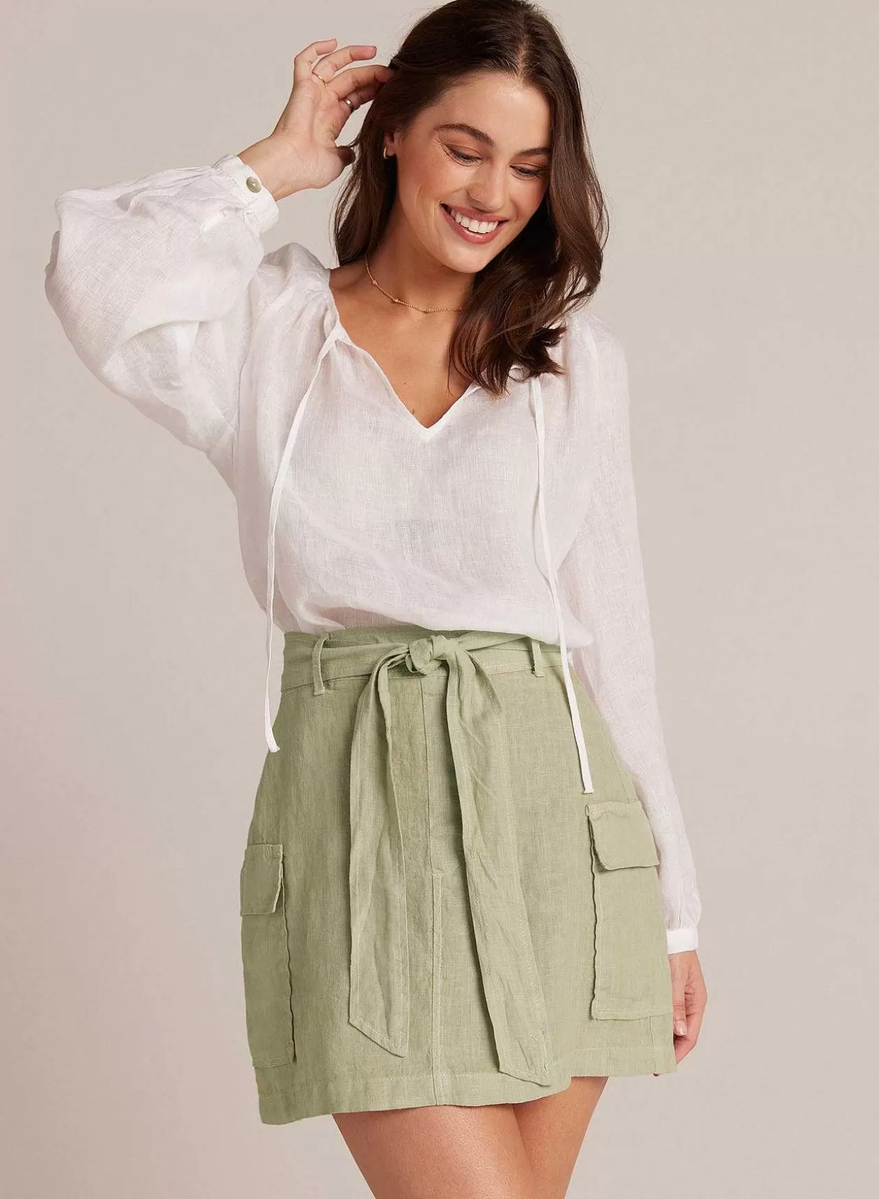 Linnen Cargo Minirok - Bleke Palm>Bella Dahl Shop