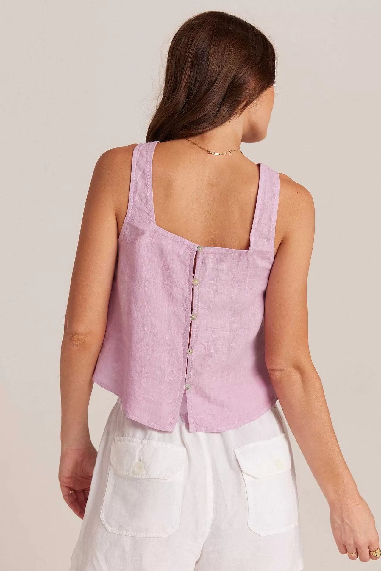 Linnen Tanktop Met Knoopsluiting - Lichte Orchidee>Bella Dahl Best Sale