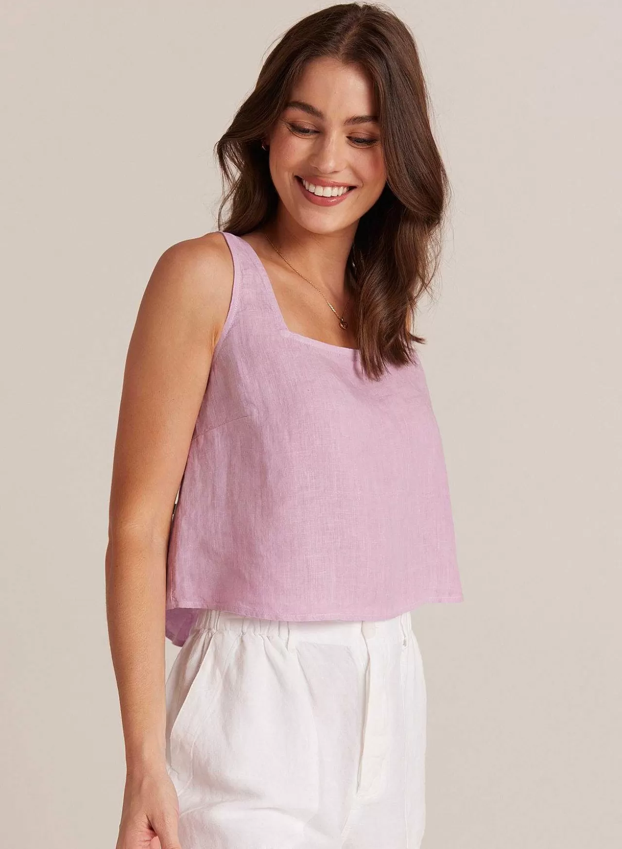 Linnen Tanktop Met Knoopsluiting - Lichte Orchidee>Bella Dahl Best Sale