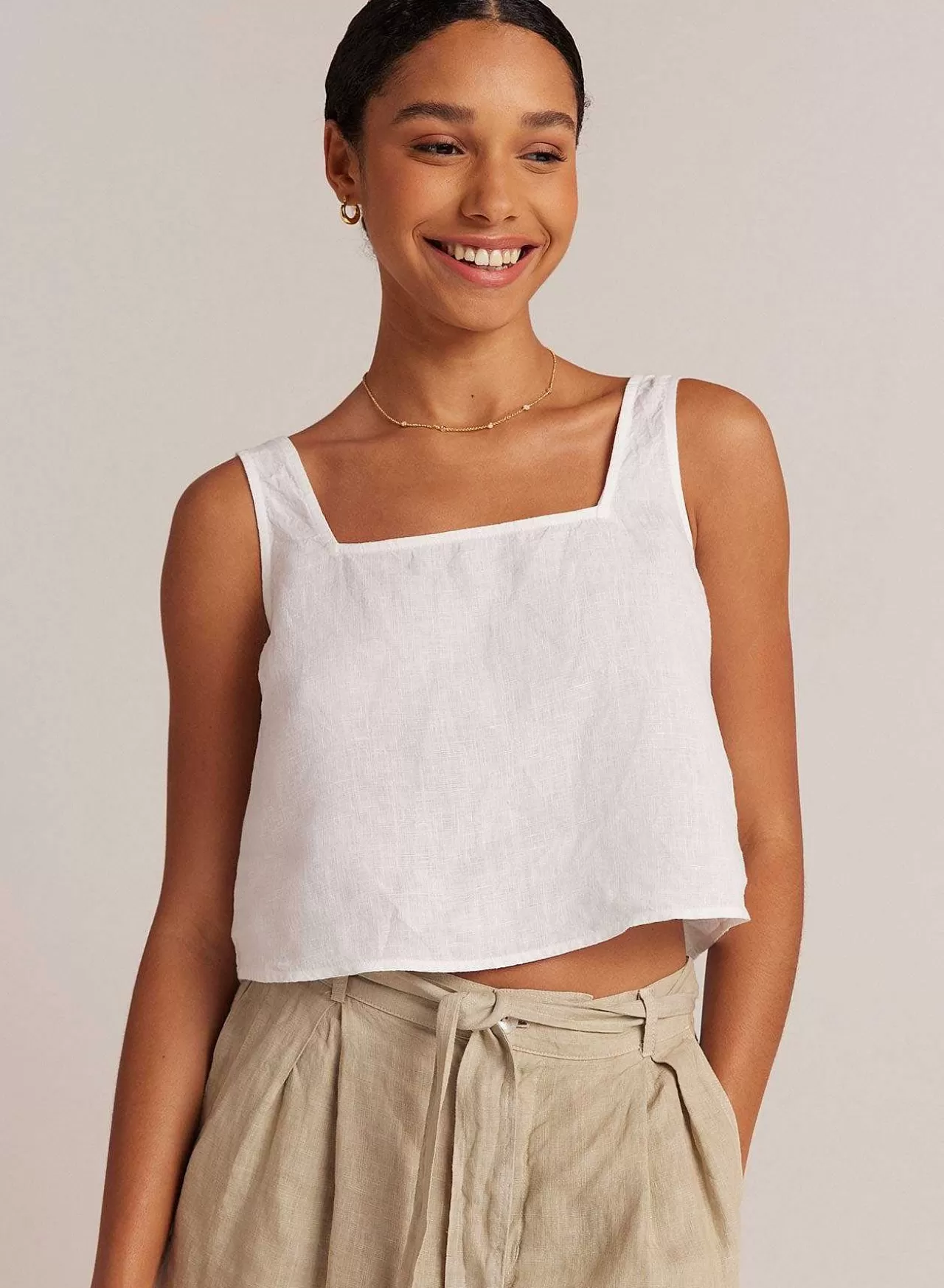 Linnen Tanktop Met Knoopsluiting Op De Rug - Wit>Bella Dahl Cheap