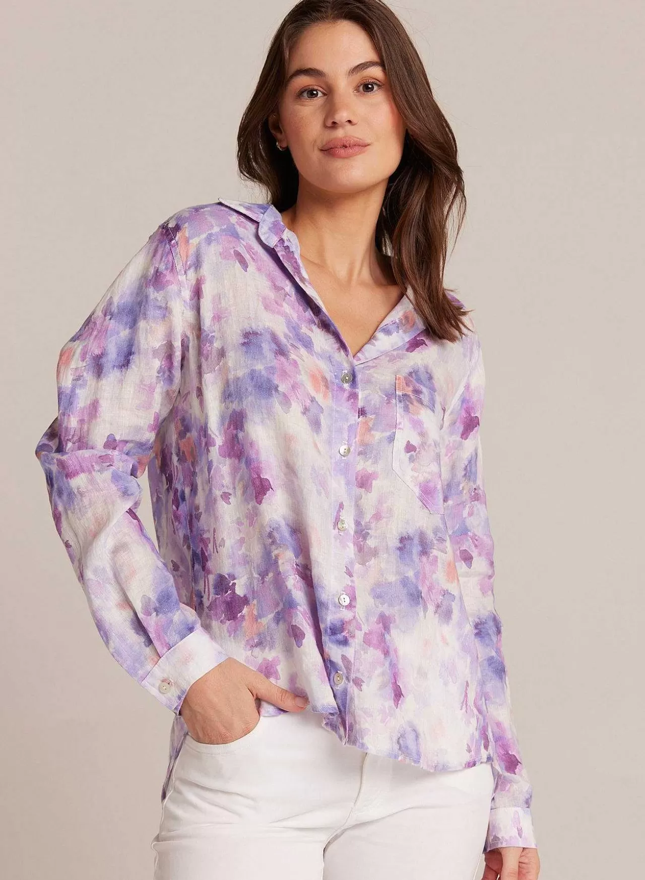 Linnen Zak Met Knoopsluiting - Iris Bloemenprint>Bella Dahl Outlet