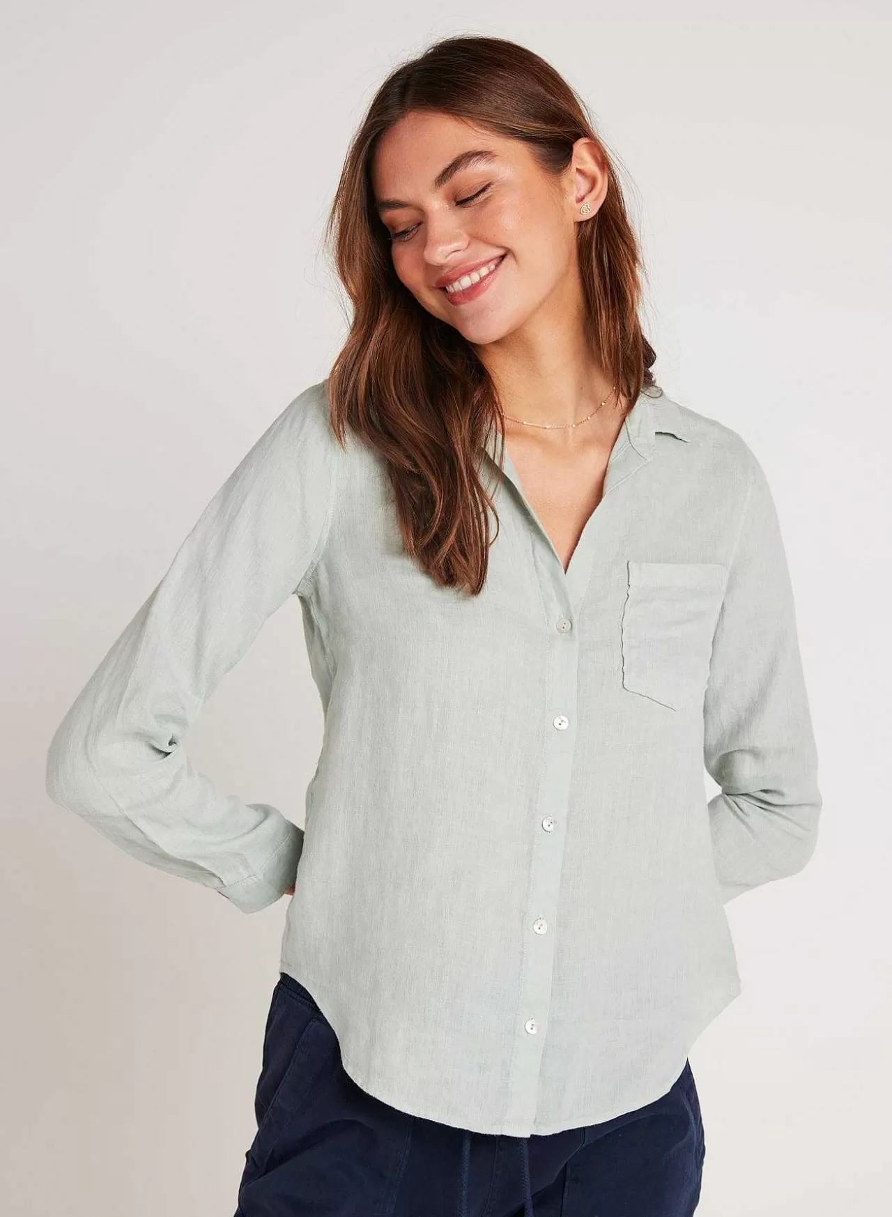 Linnen Zak Met Knoopsluiting - Oasis Green>Bella Dahl Clearance