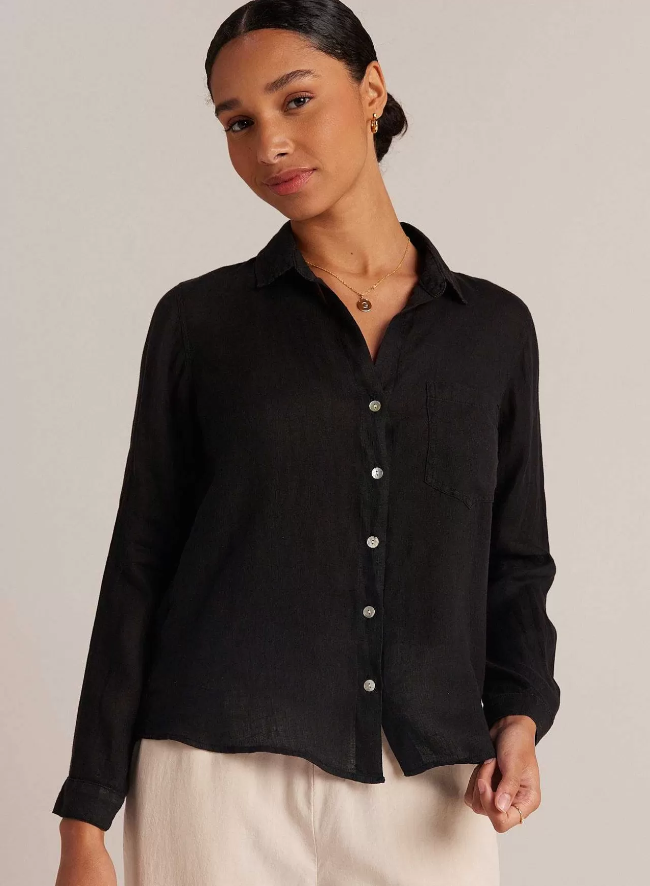 Linnen Zak Met Knoopsluiting - Vintage Zwart>Bella Dahl Fashion