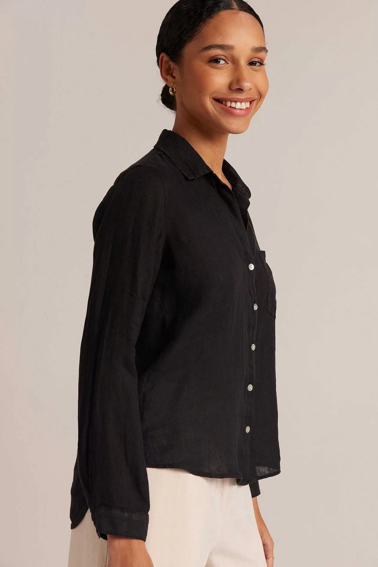 Linnen Zak Met Knoopsluiting - Vintage Zwart>Bella Dahl Fashion