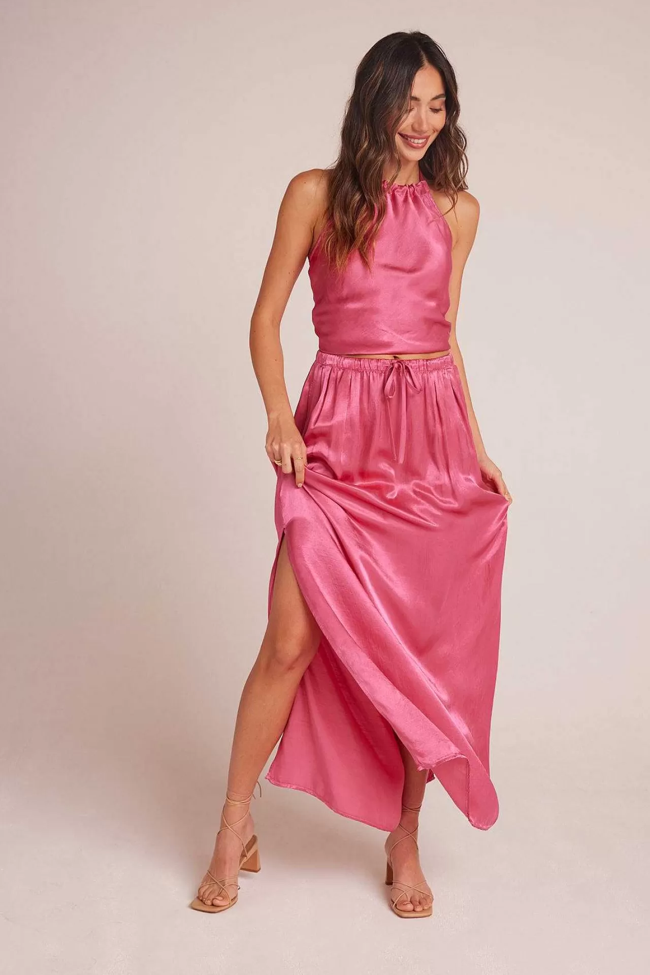 Maxirok Met Plooi Aan De Voorkant - Tidal Pink>Bella Dahl Sale
