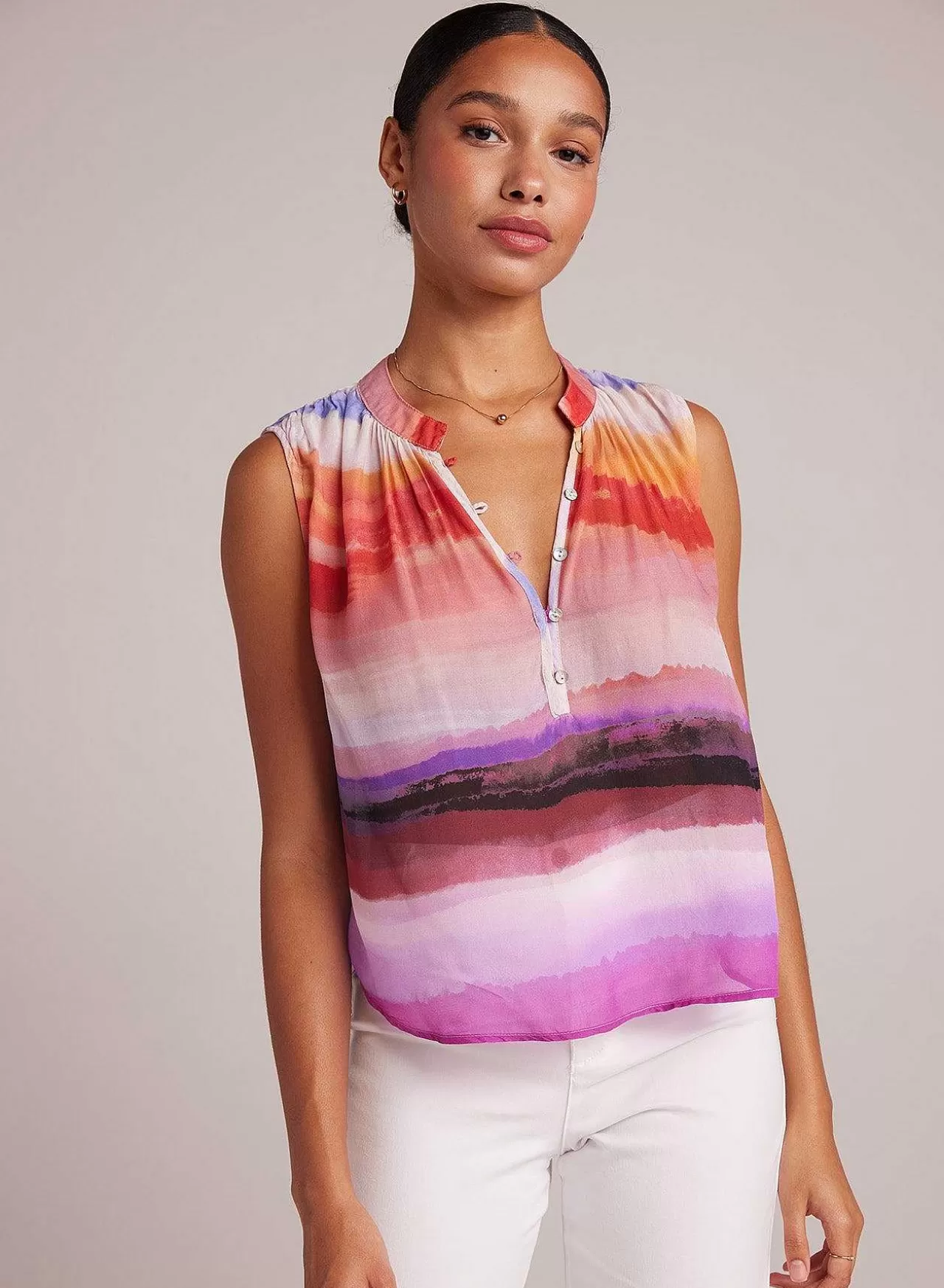 Mouwloze Gesmokte Trui - Canyon-Streepprint>Bella Dahl Hot