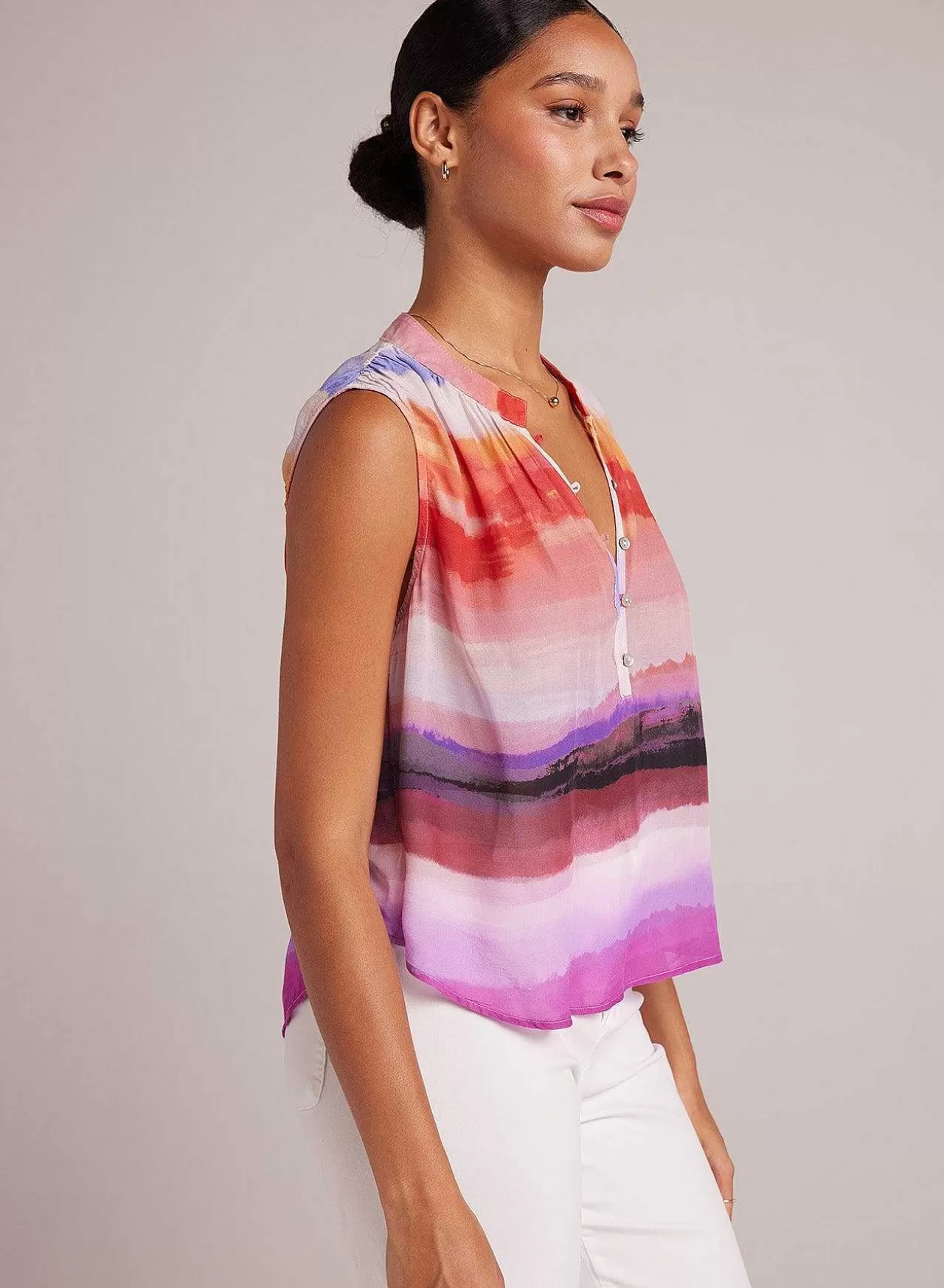 Mouwloze Gesmokte Trui - Canyon-Streepprint>Bella Dahl Hot