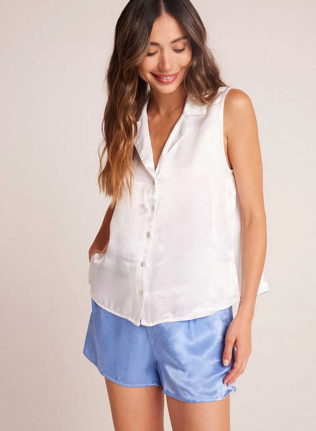 Mouwloze Kraag Met Inkeping En Knoopsluiting - Wit>Bella Dahl Hot