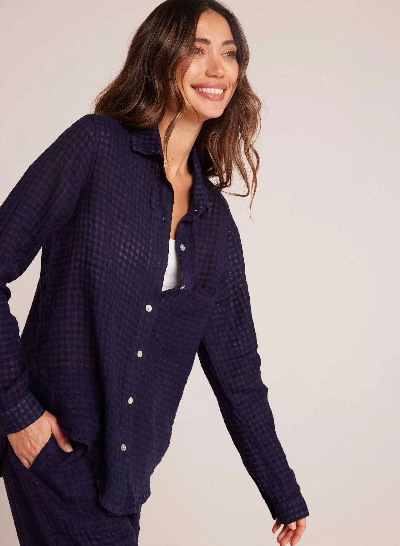 Oversized Zak Met Knoopsluiting - Tropic Navy>Bella Dahl Fashion