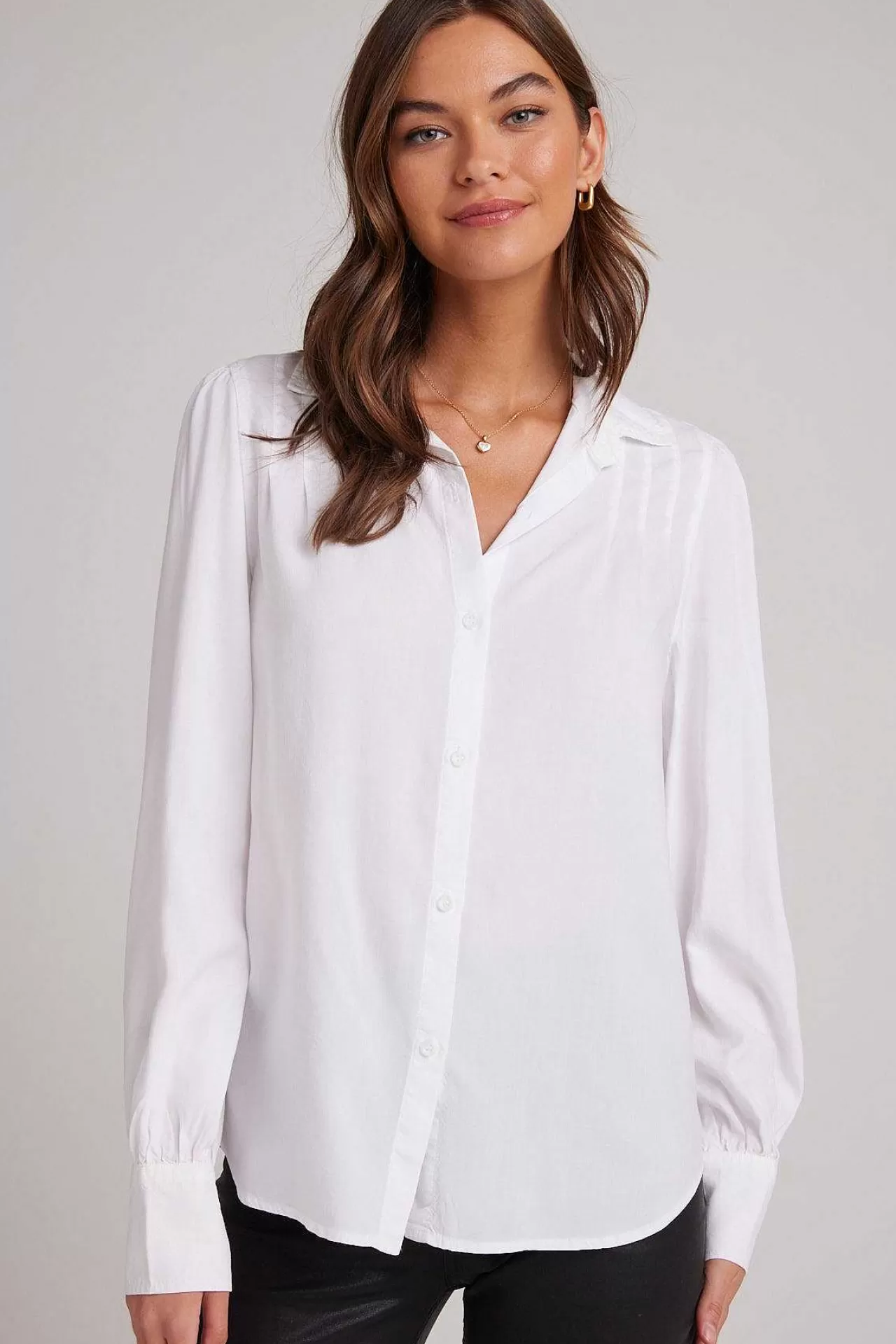 Pin-Geplooid Met Lange Mouwen, Button-Down - Wit>Bella Dahl Best Sale