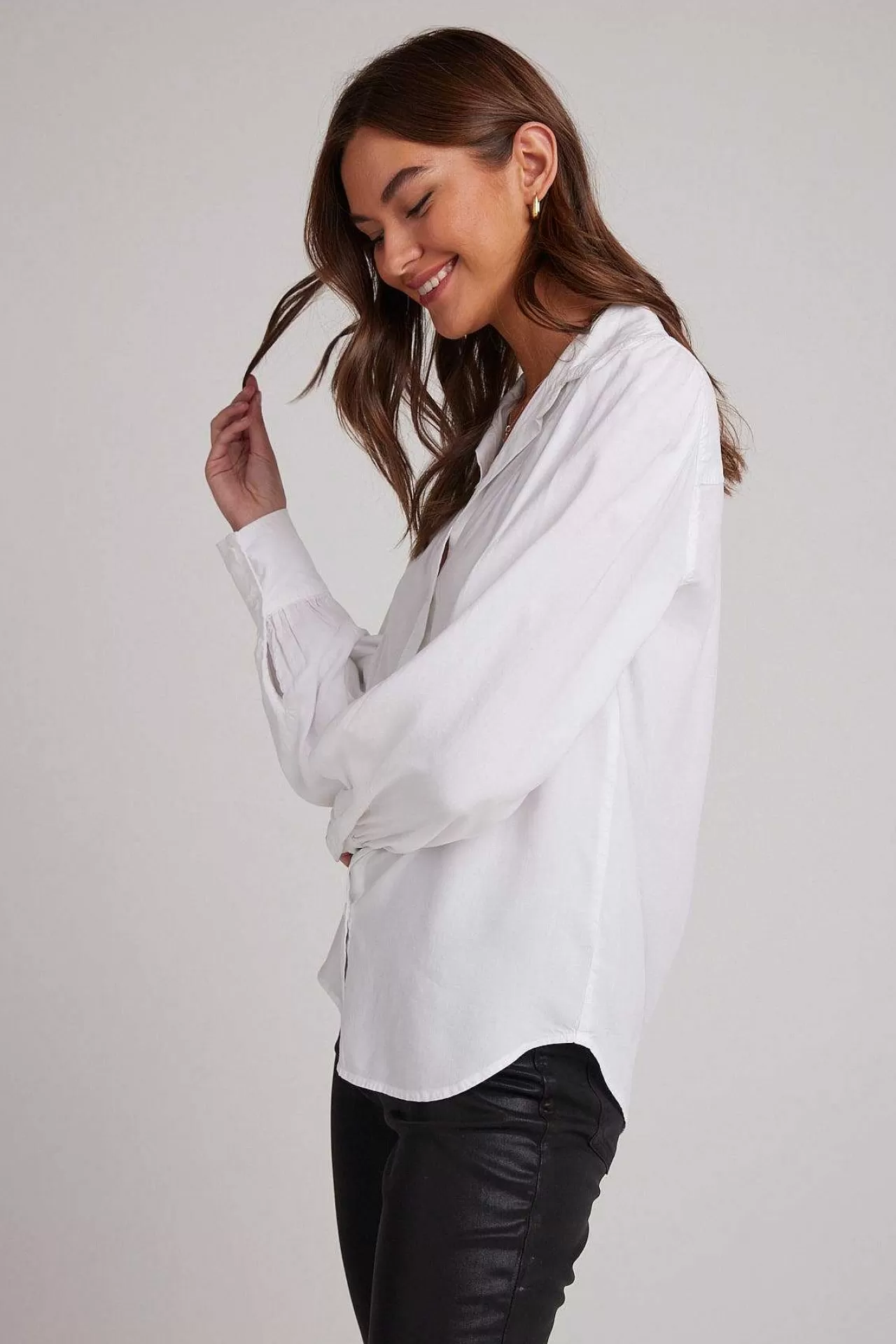 Pin-Geplooid Met Lange Mouwen, Button-Down - Wit>Bella Dahl Best Sale