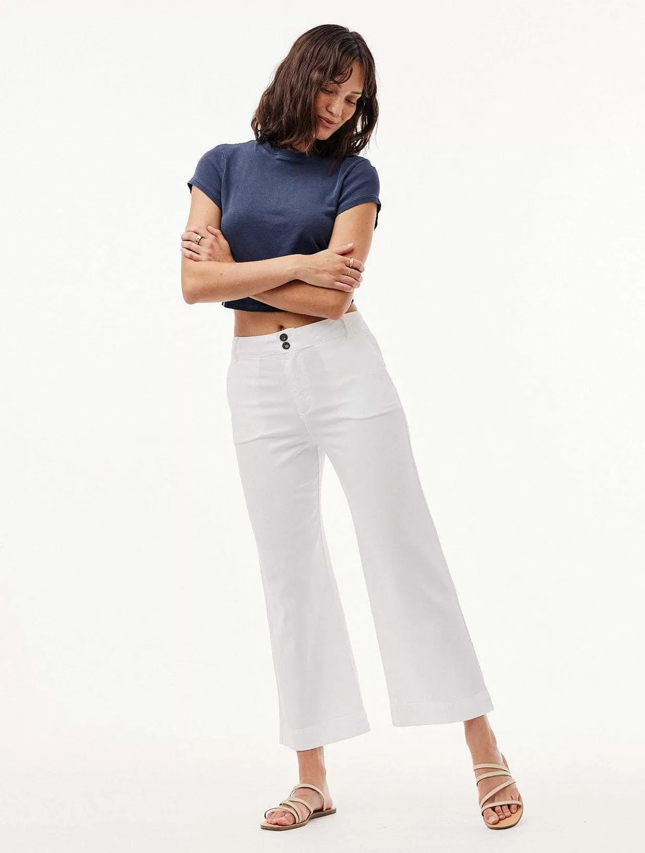 Saige Crop Met Wijde Pijpen - Wit>Bella Dahl Store