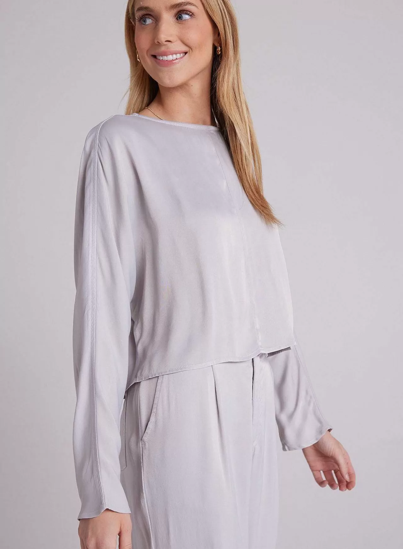 Satijnen Blouse Met Dolmanmouwen - Zilverstreep>Bella Dahl Best