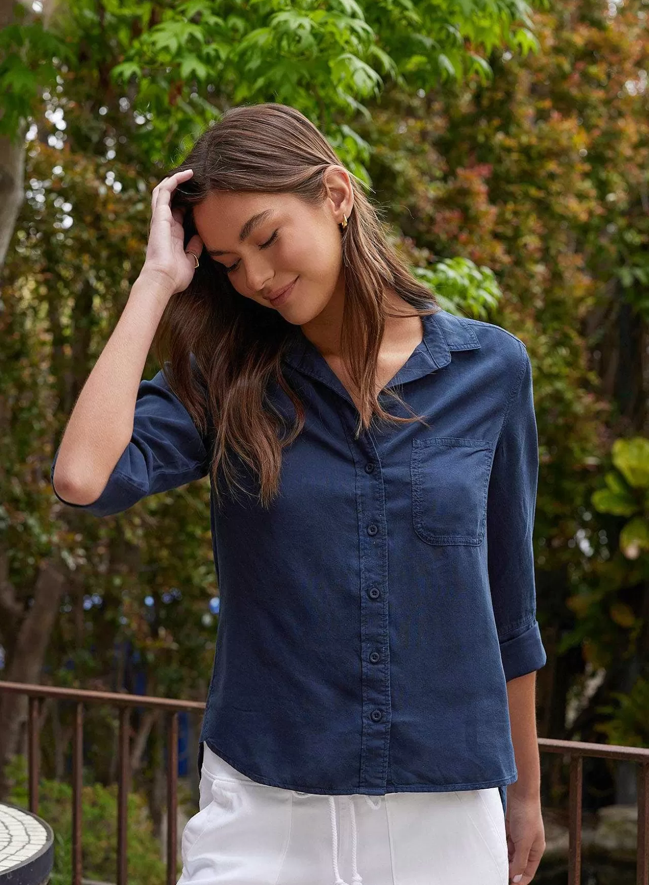 Shirt Staart Button Down - Eindeloze Zee>Bella Dahl Outlet