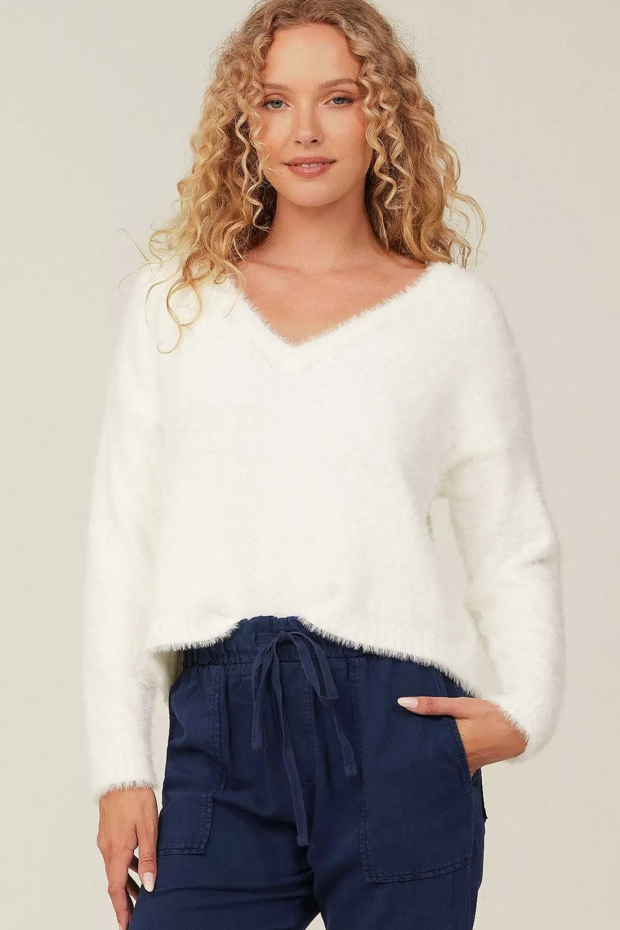 Slouchy Trui Met V-Hals - Winterwit>Bella Dahl Sale