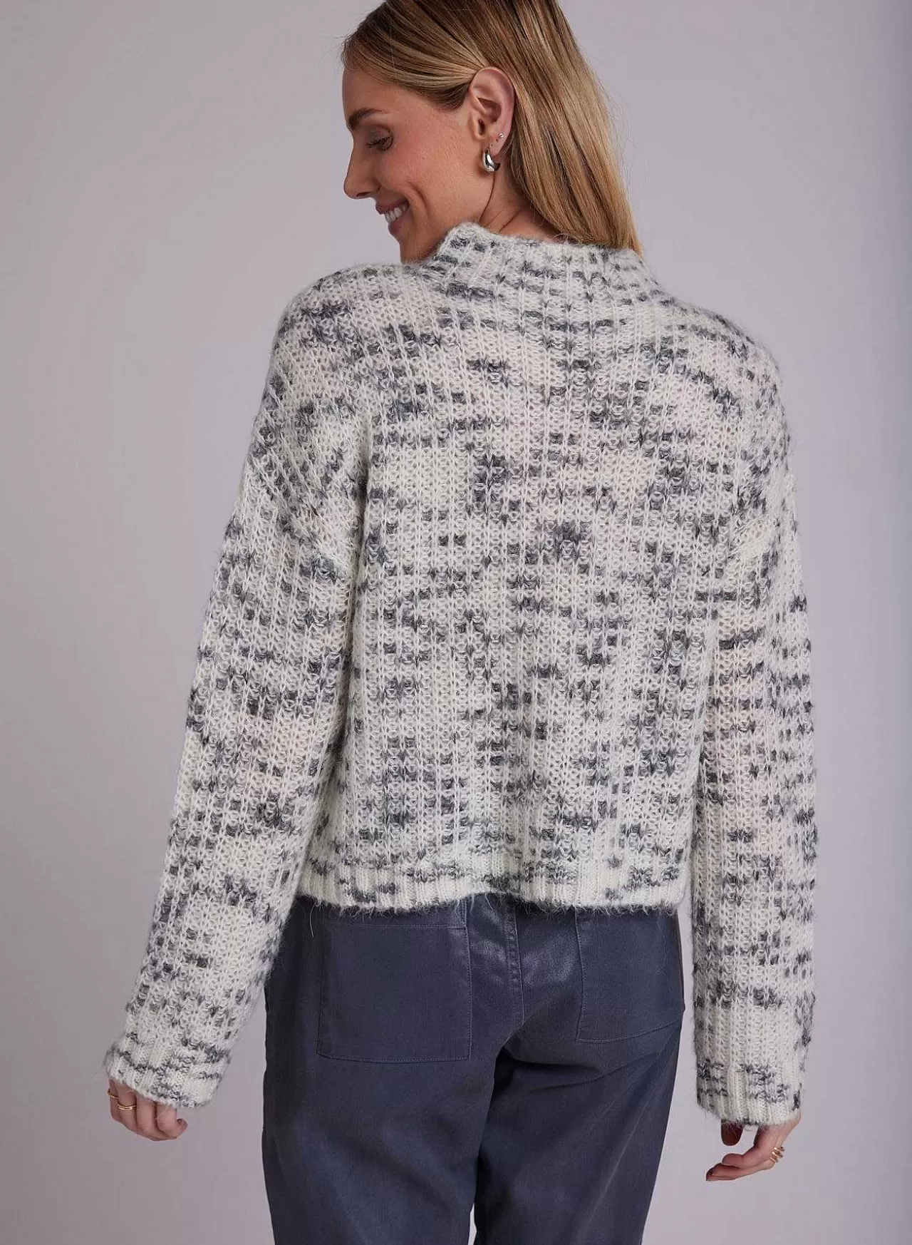 Space Dye Mock Neck Sweater - Winterwit En Zwart>Bella Dahl Best
