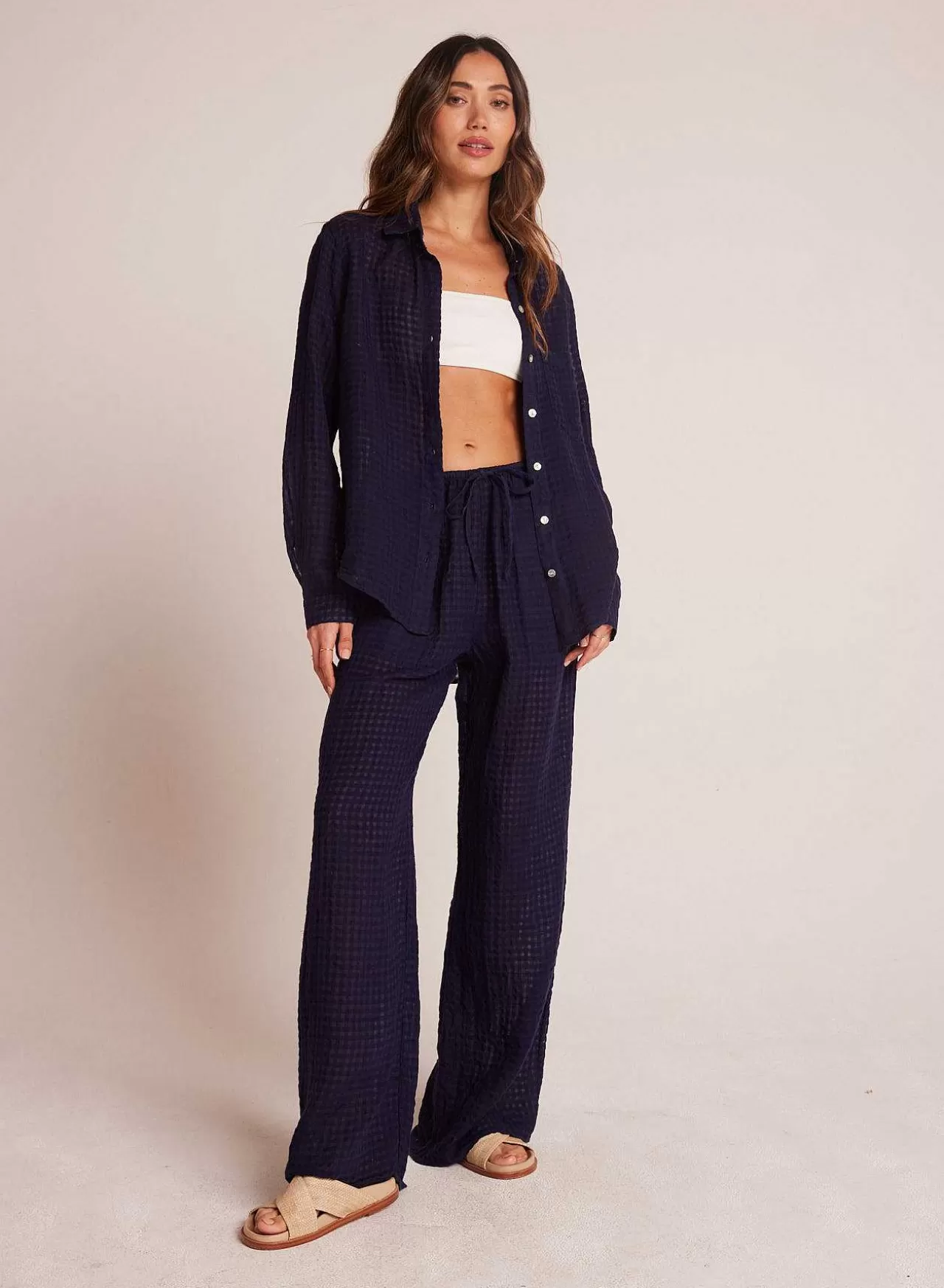 Strandbroek Met Wijde Pijpen En Zakken - Tropic Navy>Bella Dahl Discount