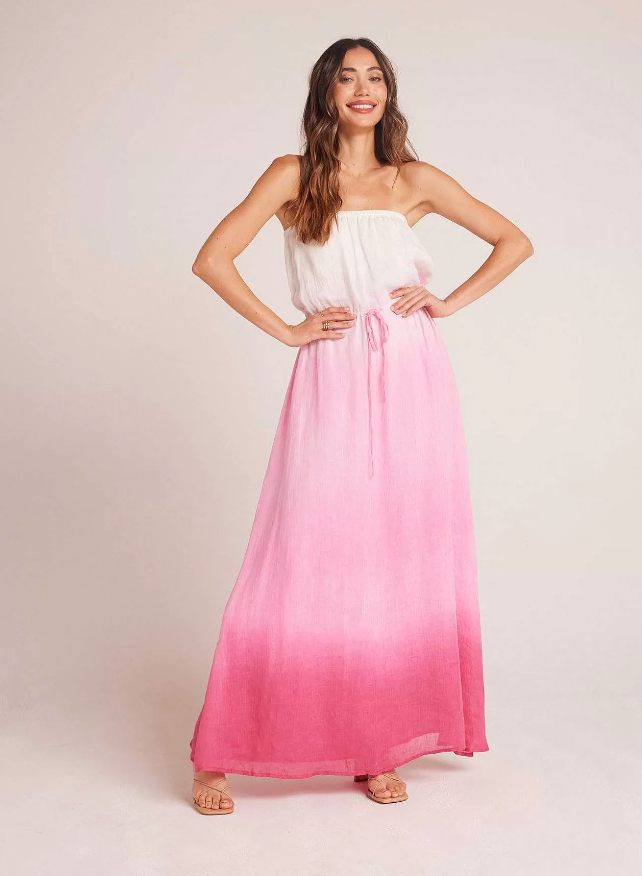 Strapless Linnen Maxi-Jurk - Roze Ombre-Kleurstof>Bella Dahl Sale