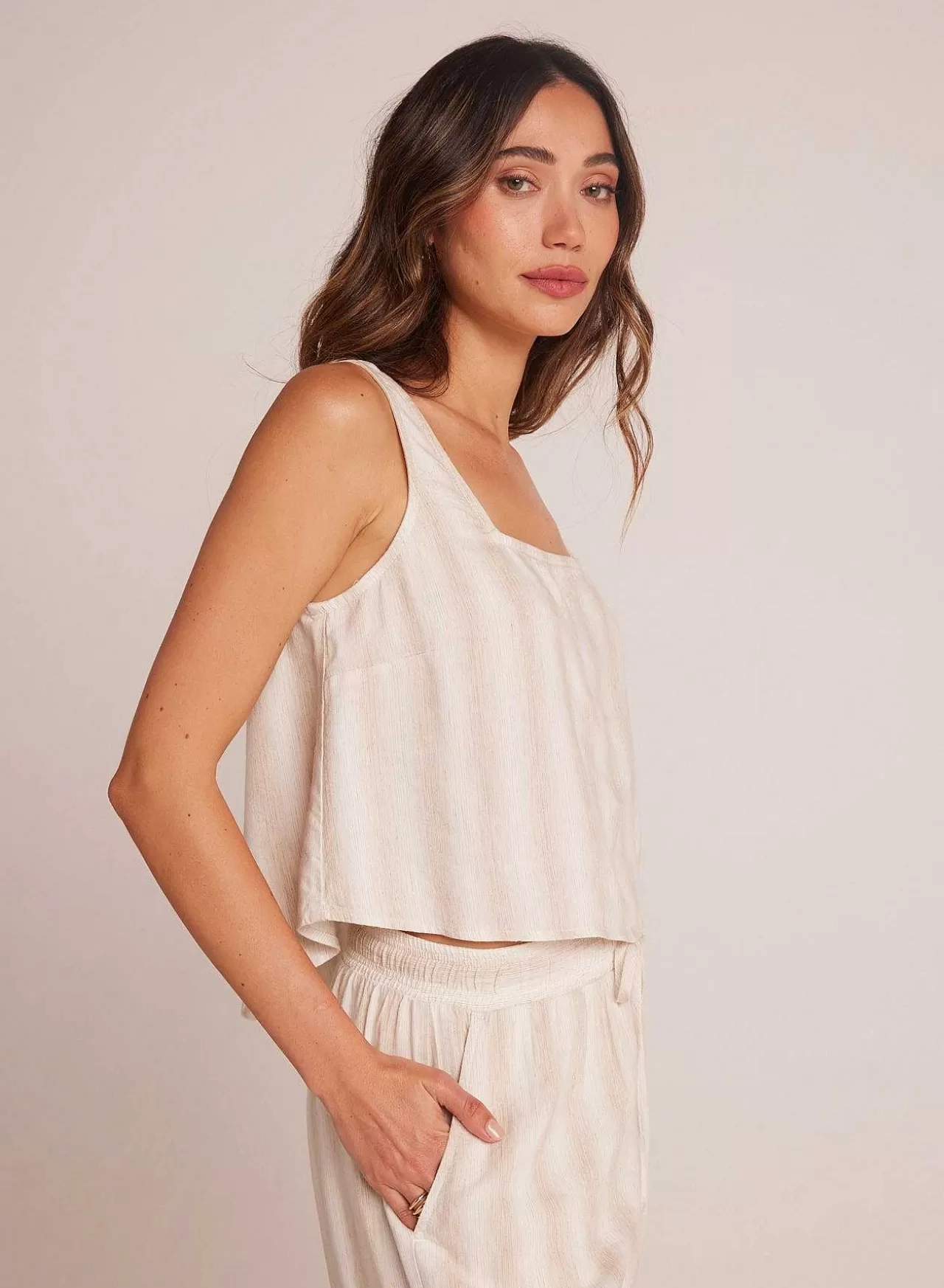 Tanktop Met Vierkante Hals - Playa Sand Stripe>Bella Dahl Cheap
