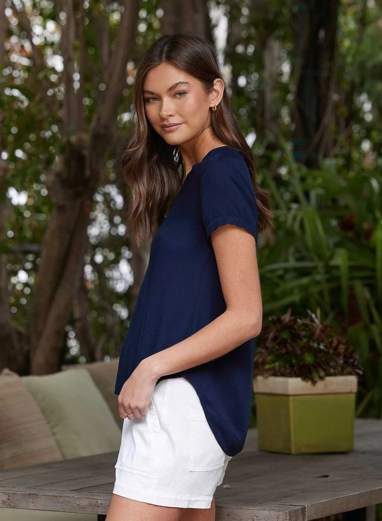 T-Shirt Met V-Hals - Eindeloze Zee>Bella Dahl Best