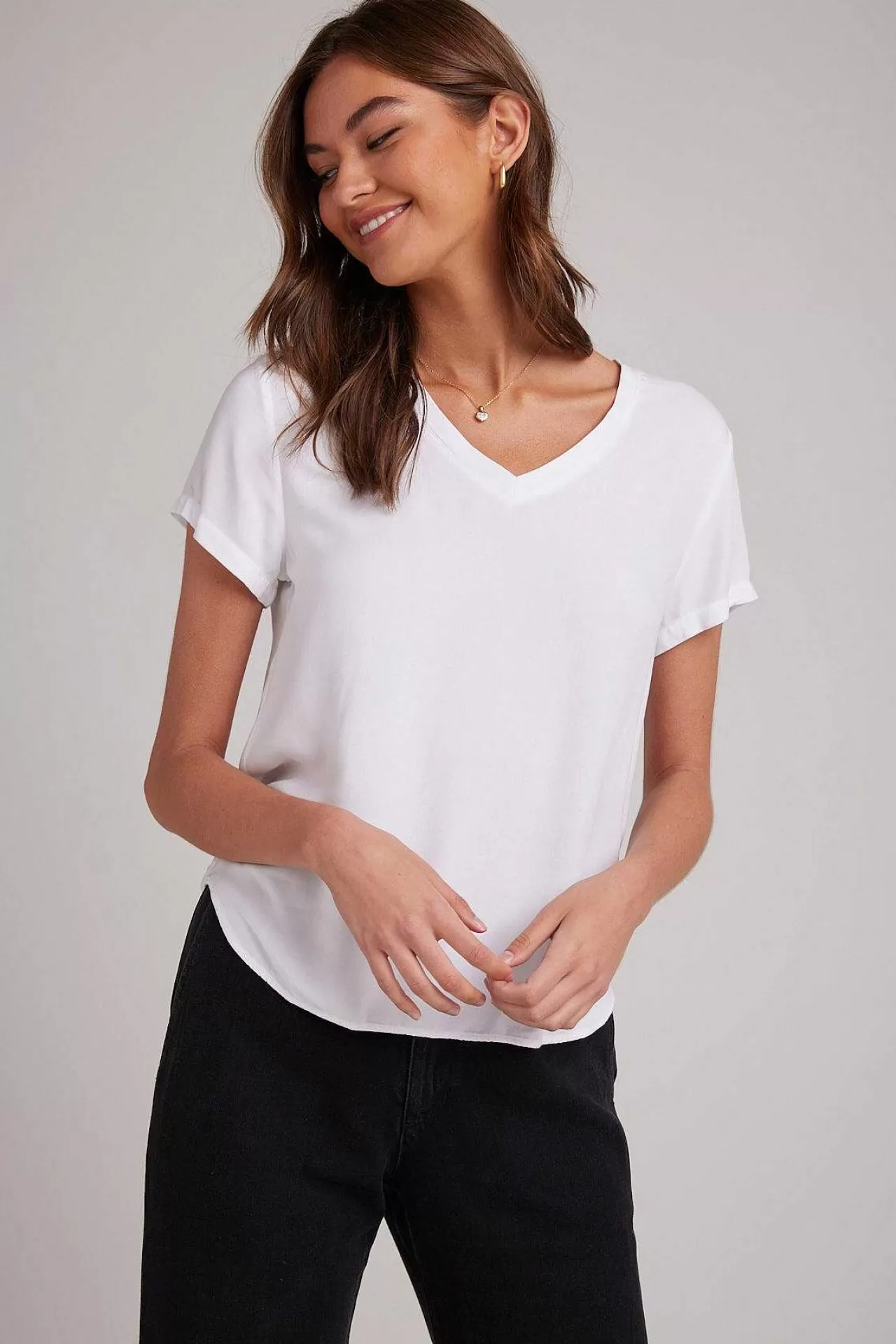 T-Shirt Met V-Hals - Wit>Bella Dahl Flash Sale