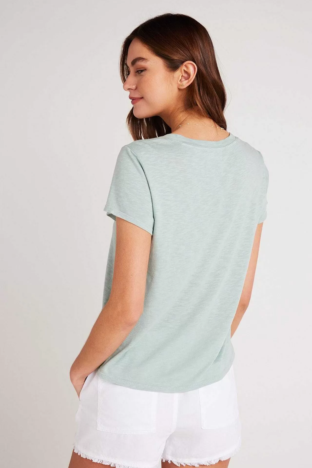 T-Shirt Met Zijsplit En V-Hals - Oasis Green>Bella Dahl Best
